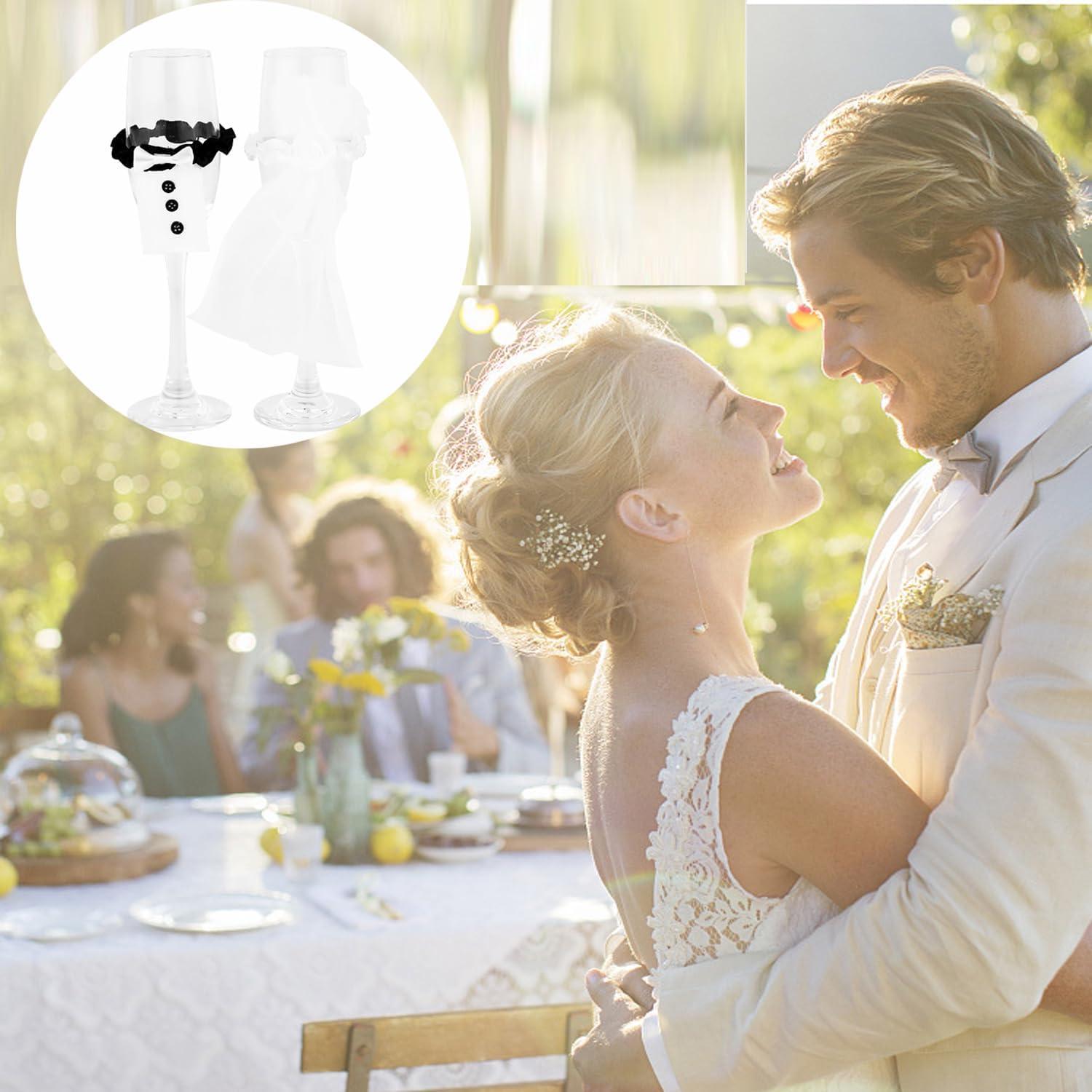 Decoración de Copas de Champán para Bodas ArrErr - 2 Piezas