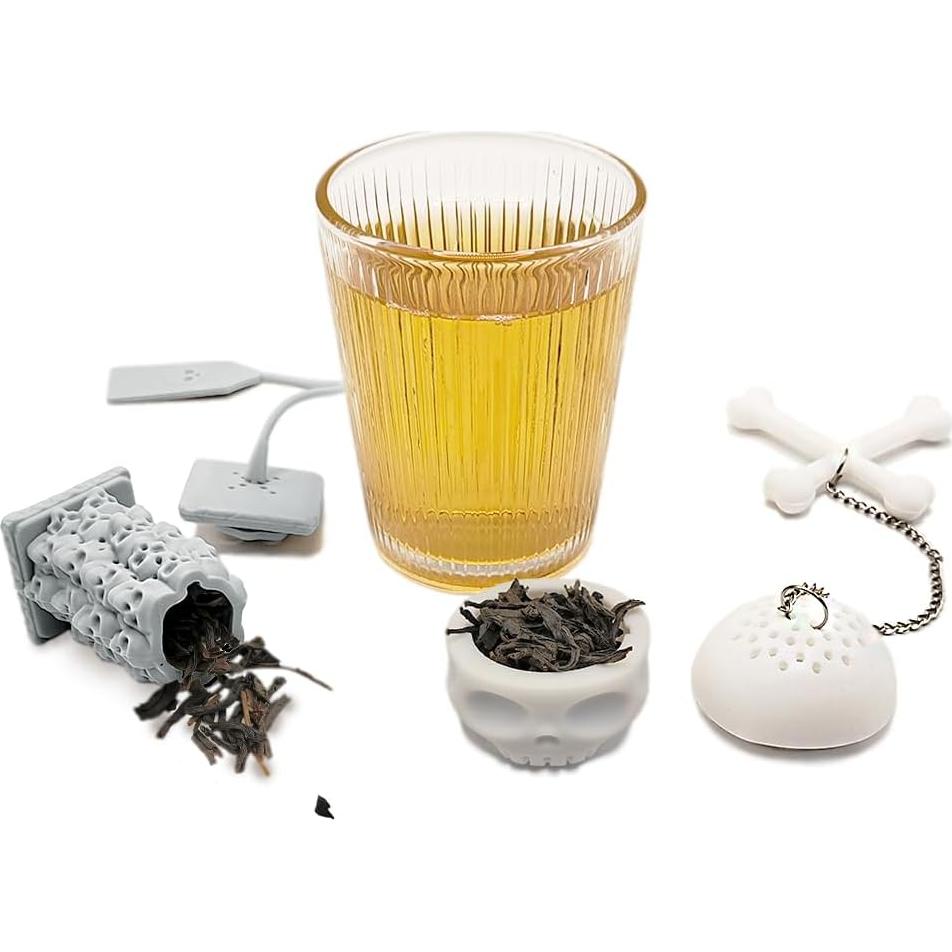 Infusores de Té de Silicona HADEWEITE 2 Pcs Calavera y Torre