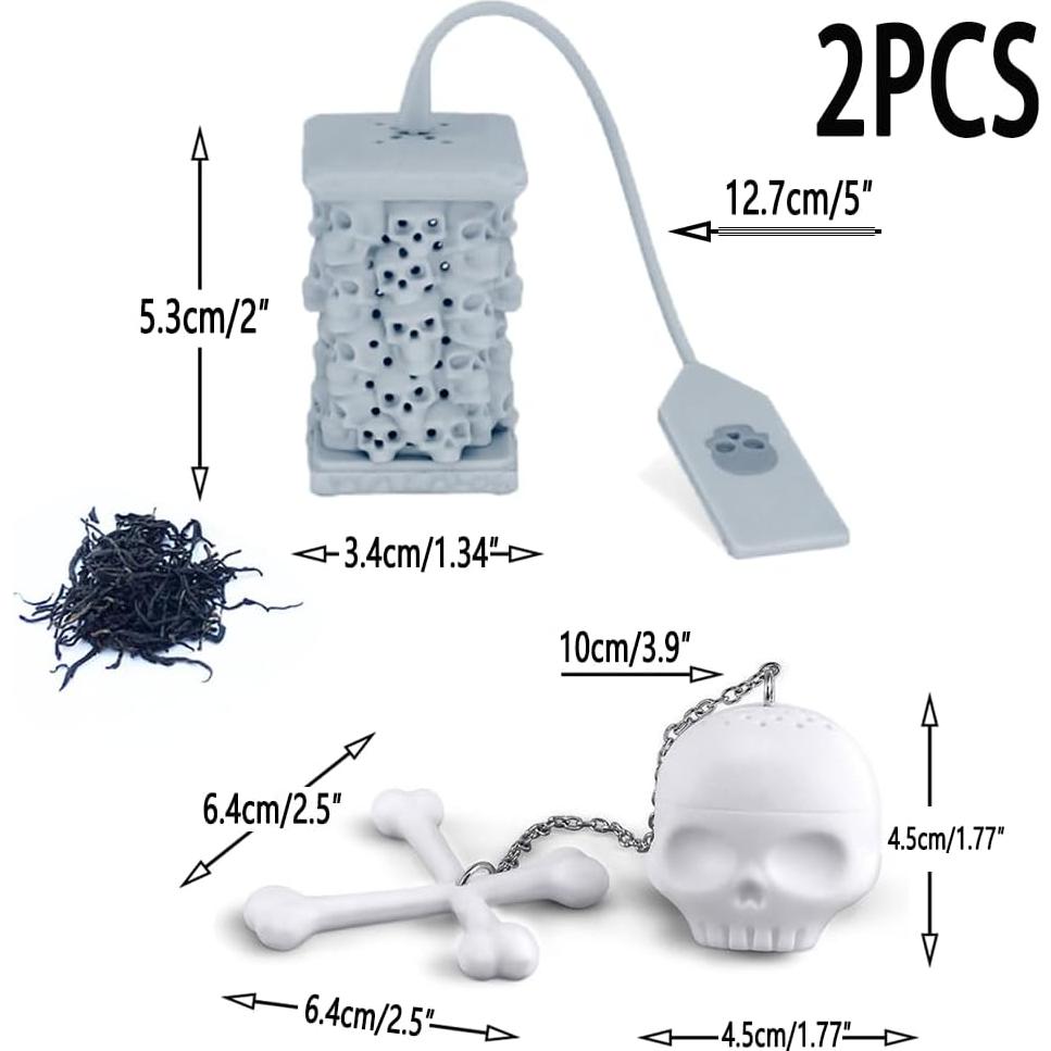 Infusores de Té de Silicona HADEWEITE 2 Pcs Calavera y Torre