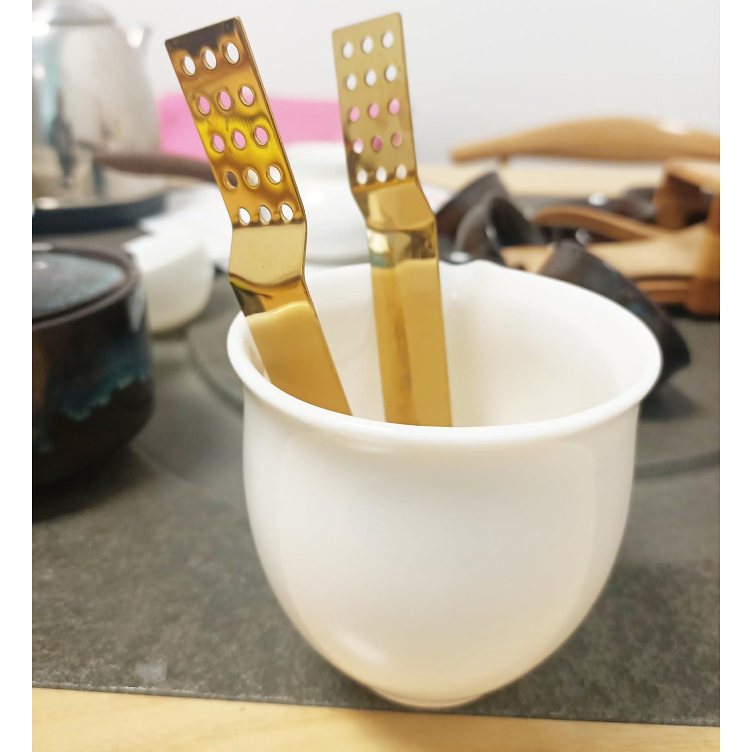 Extractor de Bolsitas de Té Genérico Acero Inoxidable Dorado 8 Piezas