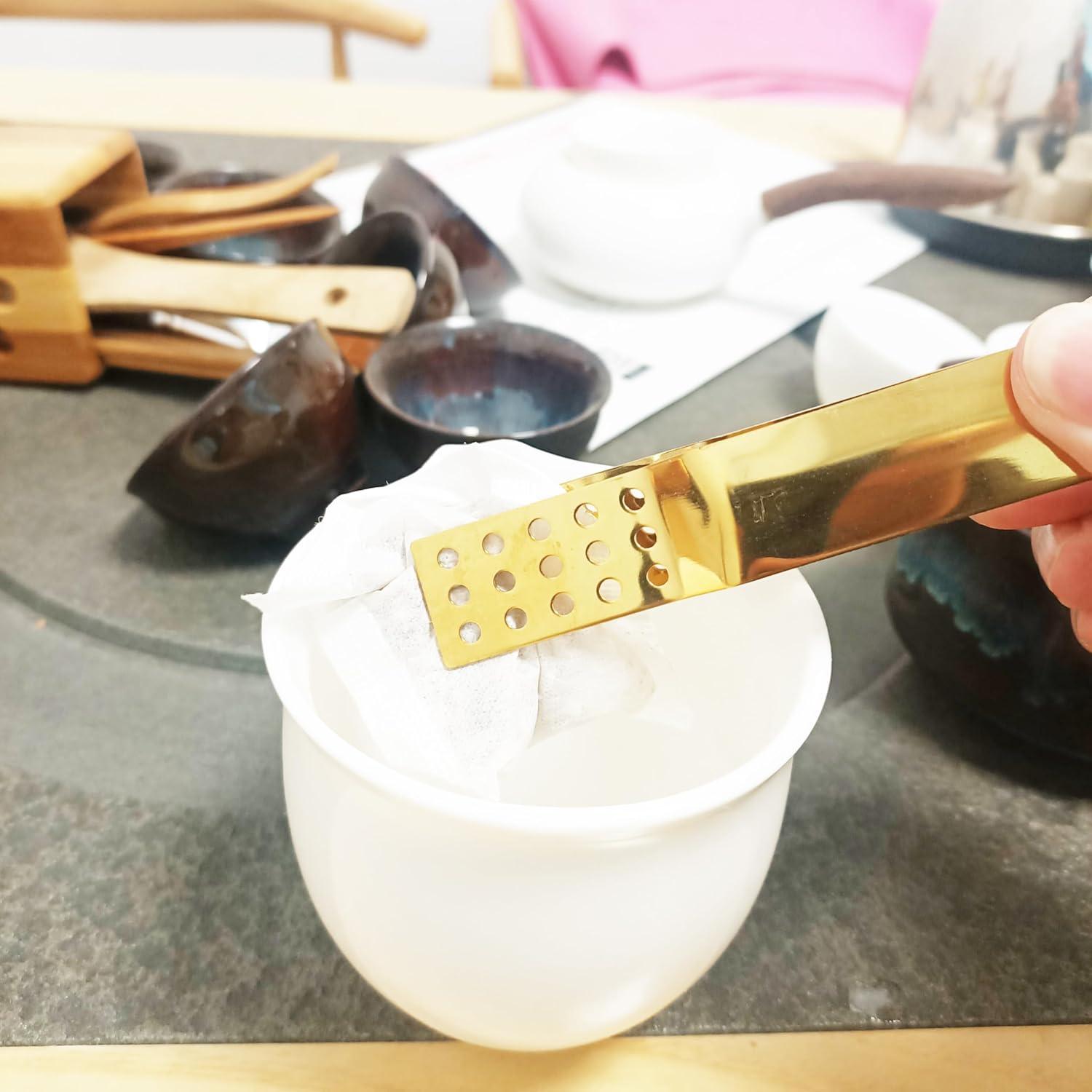 Extractor de Bolsitas de Té Genérico Acero Inoxidable Dorado 8 Piezas