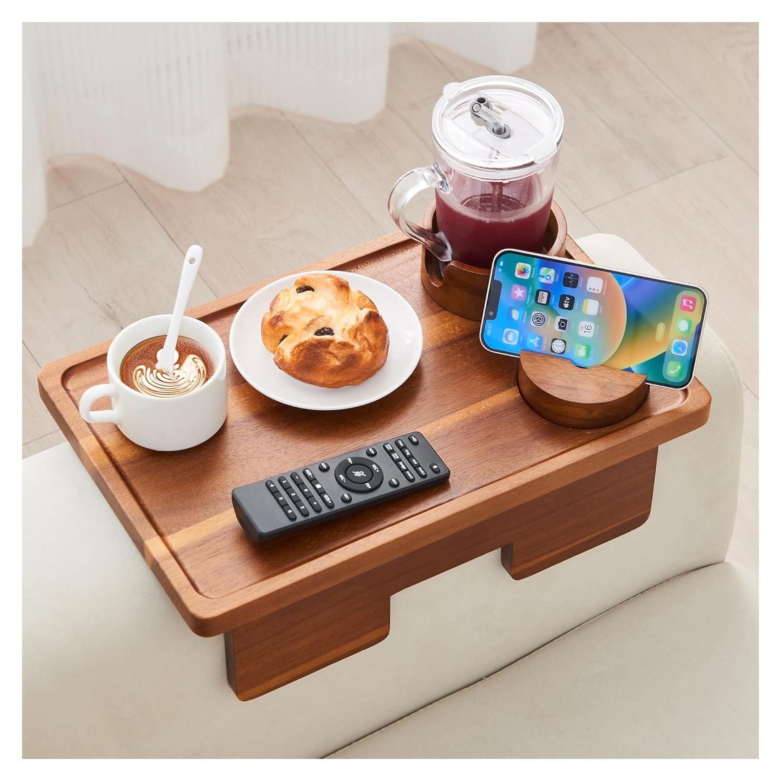 Mesa de Brazo de Sofá GEHE de Madera de Acacia 39.1x24.9 cm