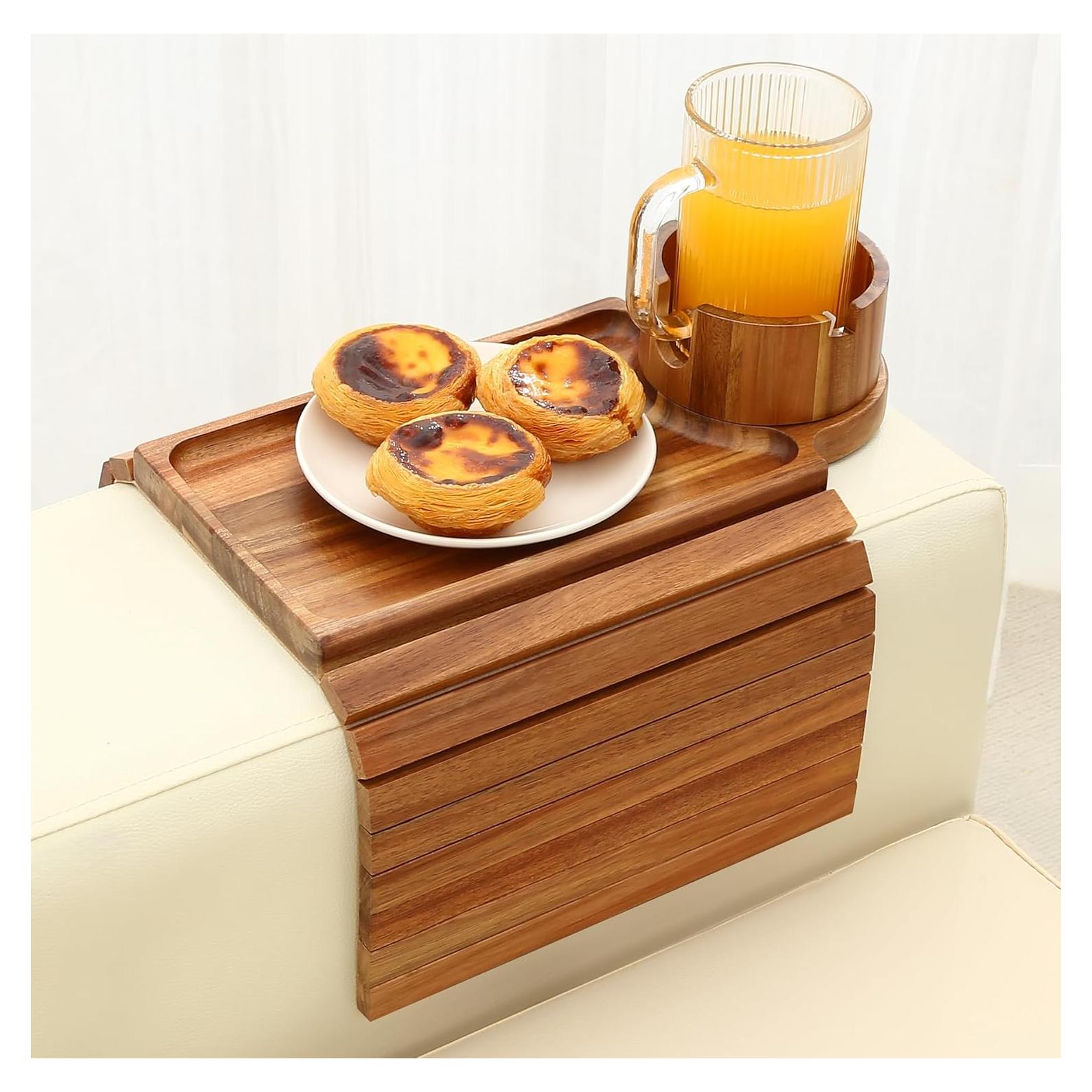 Bandeja Soporte para Taza de Sofá GHKINMAL de Madera Acacia