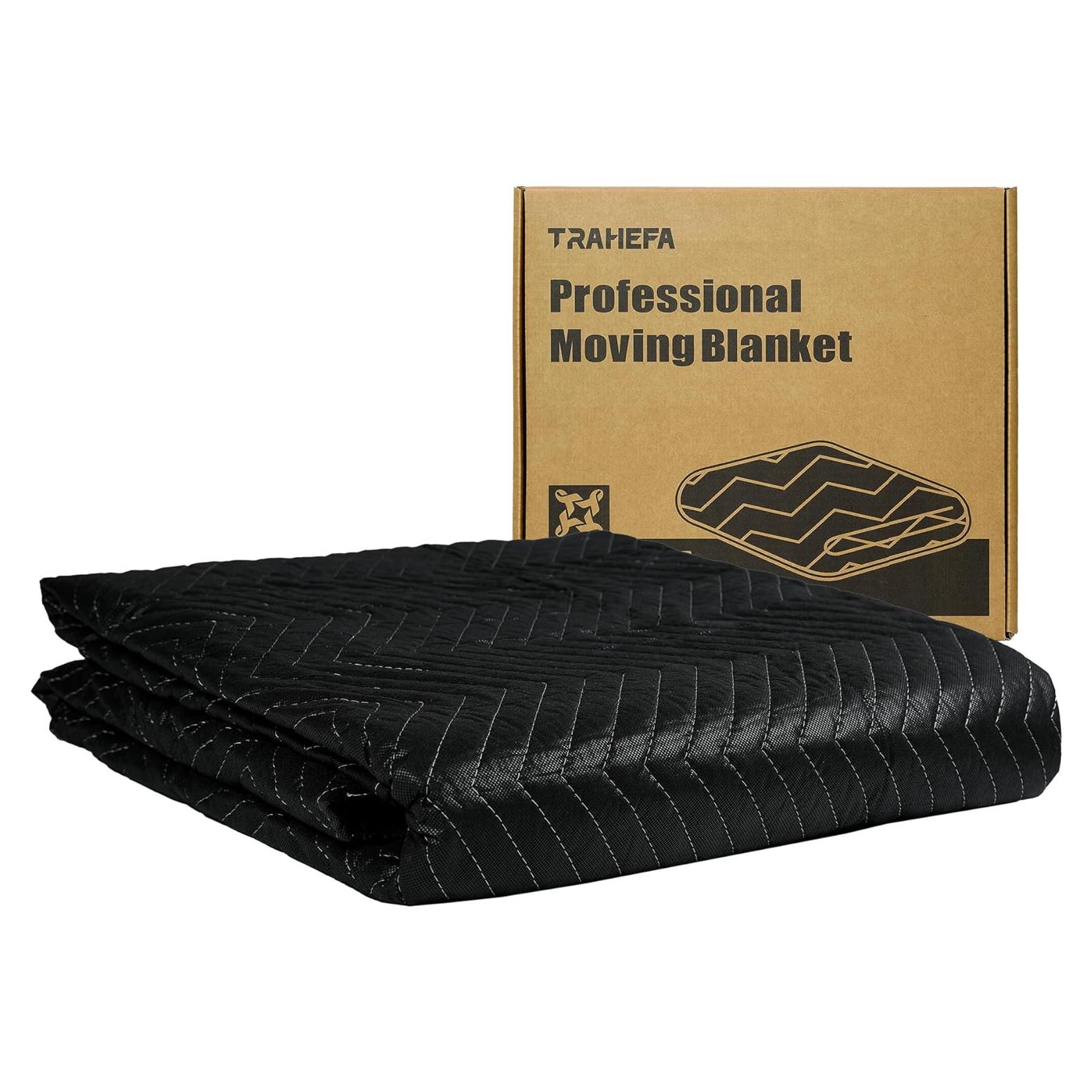 Manta de Mudanza Trahefa 80 x 72 pulgadas (203 x 183 cm) Negra