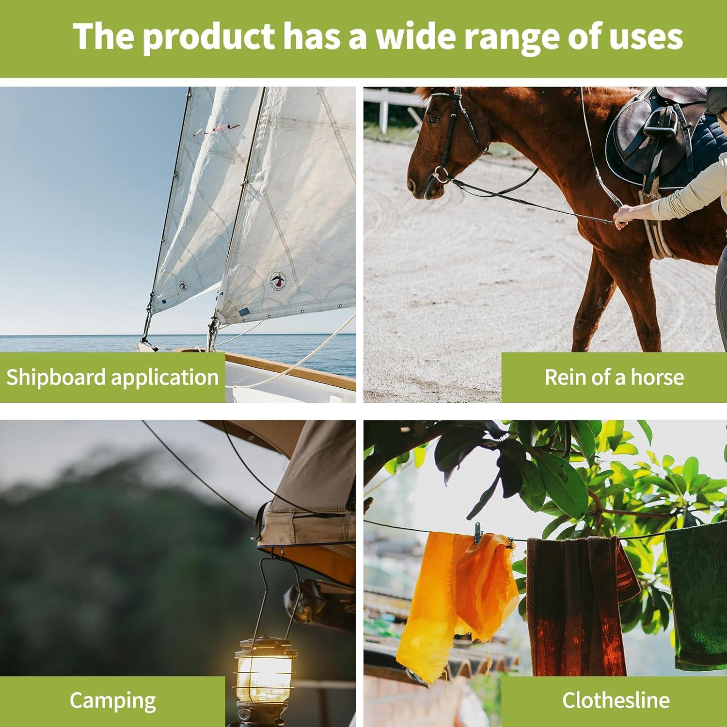 Cuerda de poliéster negra LUOPUTUO 0.79 cm x 76.2 m alta resistencia