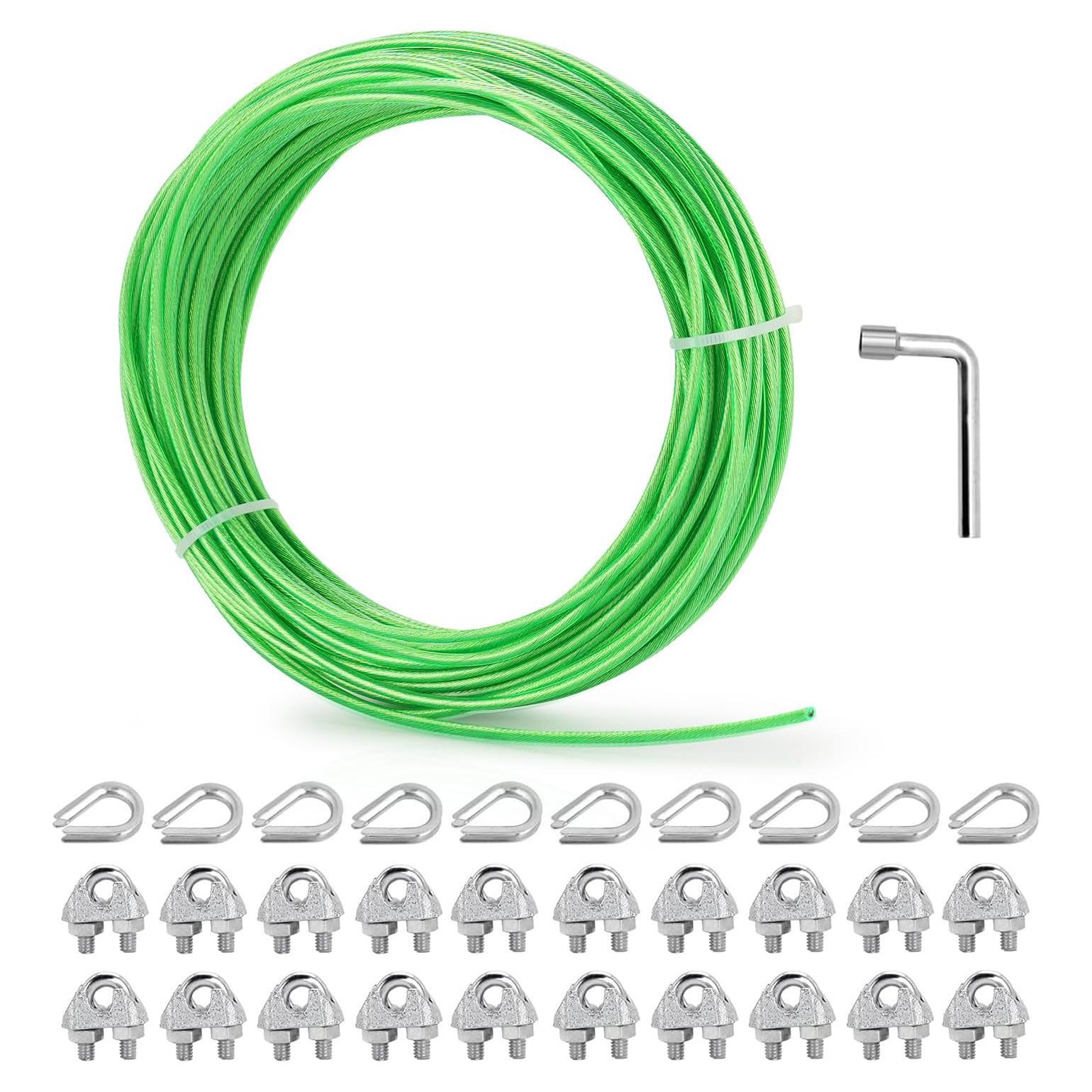 Cuerda de Alambre de Acero 3 mm x 30 m Verde PVC Yulexin
