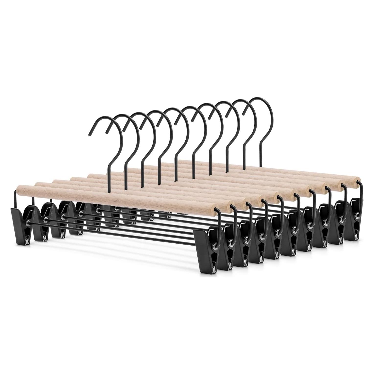 Perchas de Madera de Haya Nature Smile para Pantalones y Faldas - Paquete de 10