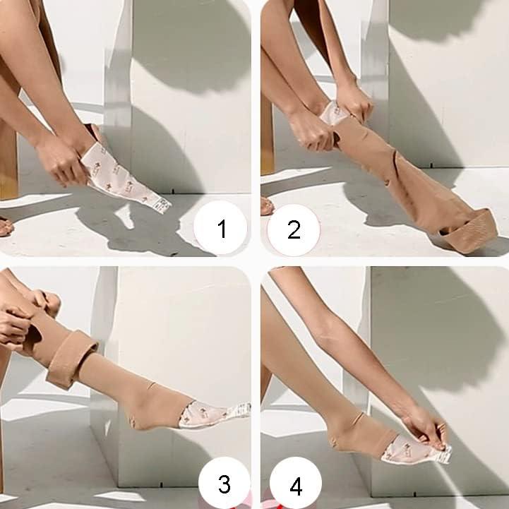Ayuda para Poner Calcetines de Compresión 2 Pcs Nylon Blanco