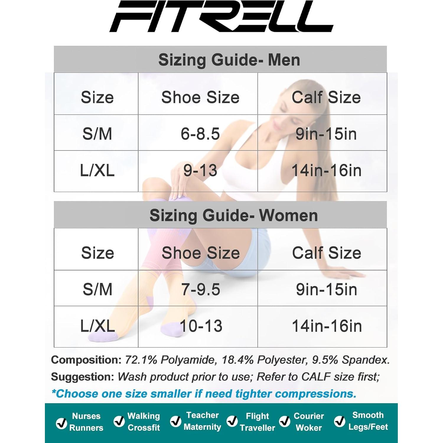 Calcetines de Compresión FITRELL 20-30mmHg para Adultos