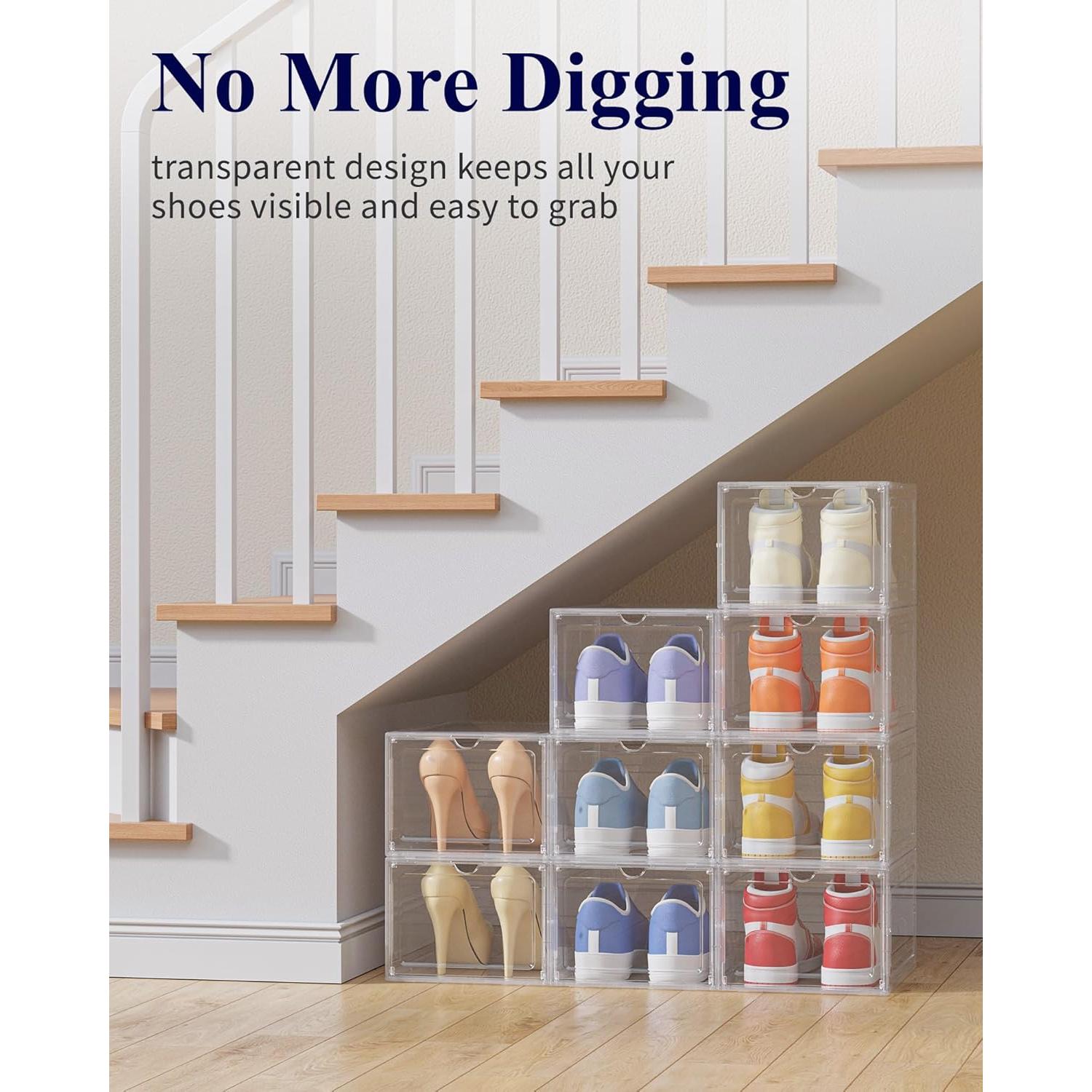 Kitsure Organizador de Zapatos Apilable - 9 Cajas Transparentes