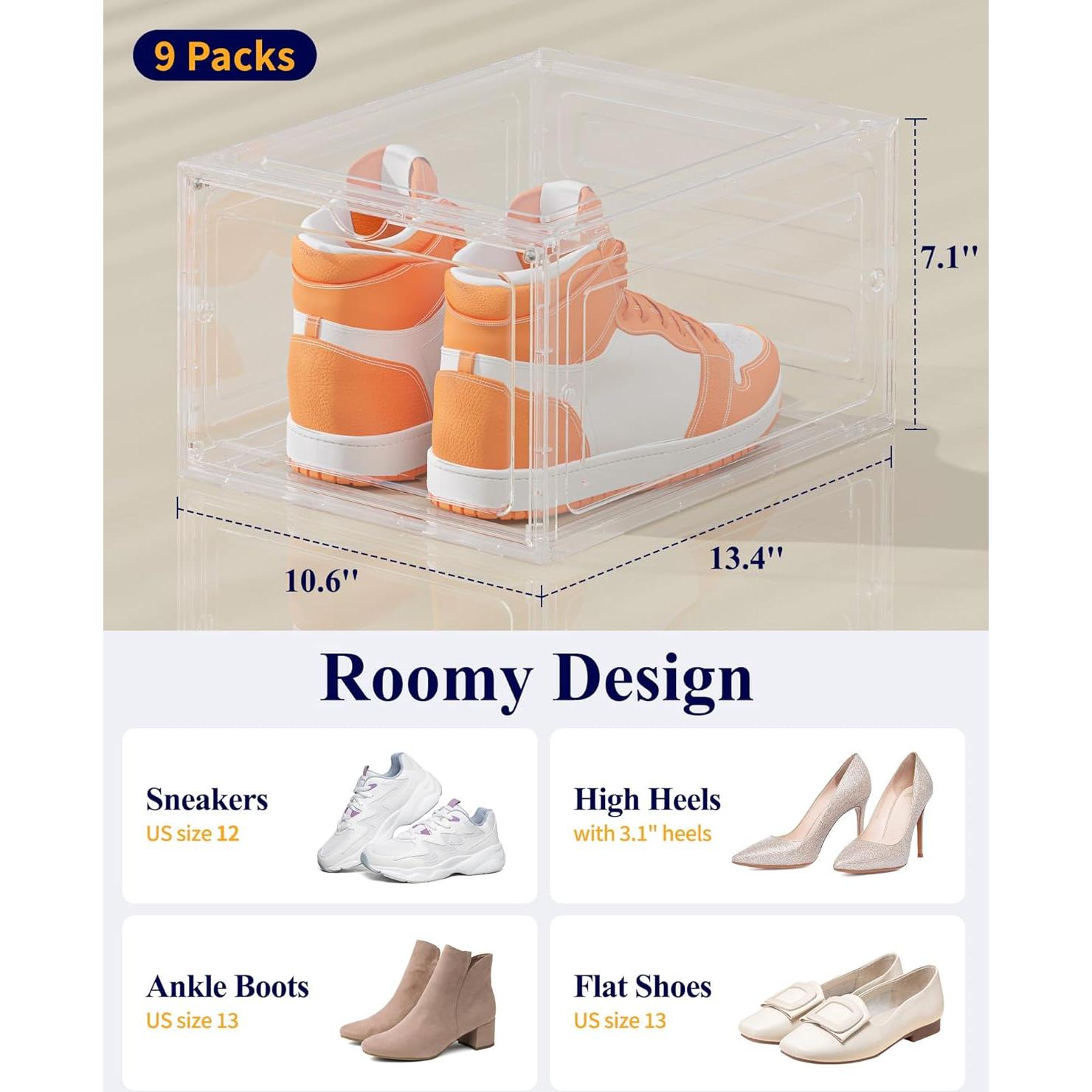 Kitsure Organizador de Zapatos Apilable - 9 Cajas Transparentes