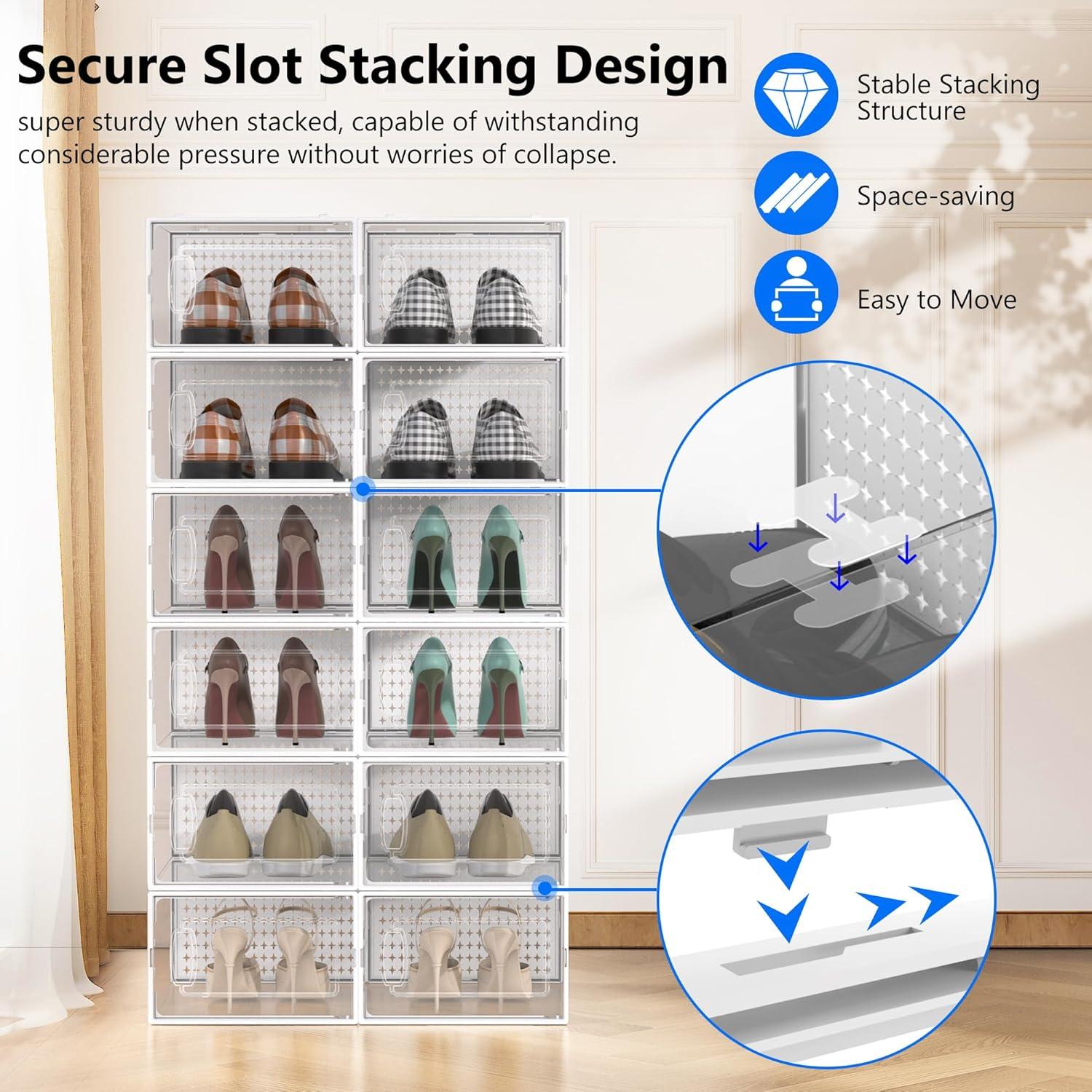 Organizadores de Zapatos Apilables Kjfeoiye 12 Unidades Grande Blanco