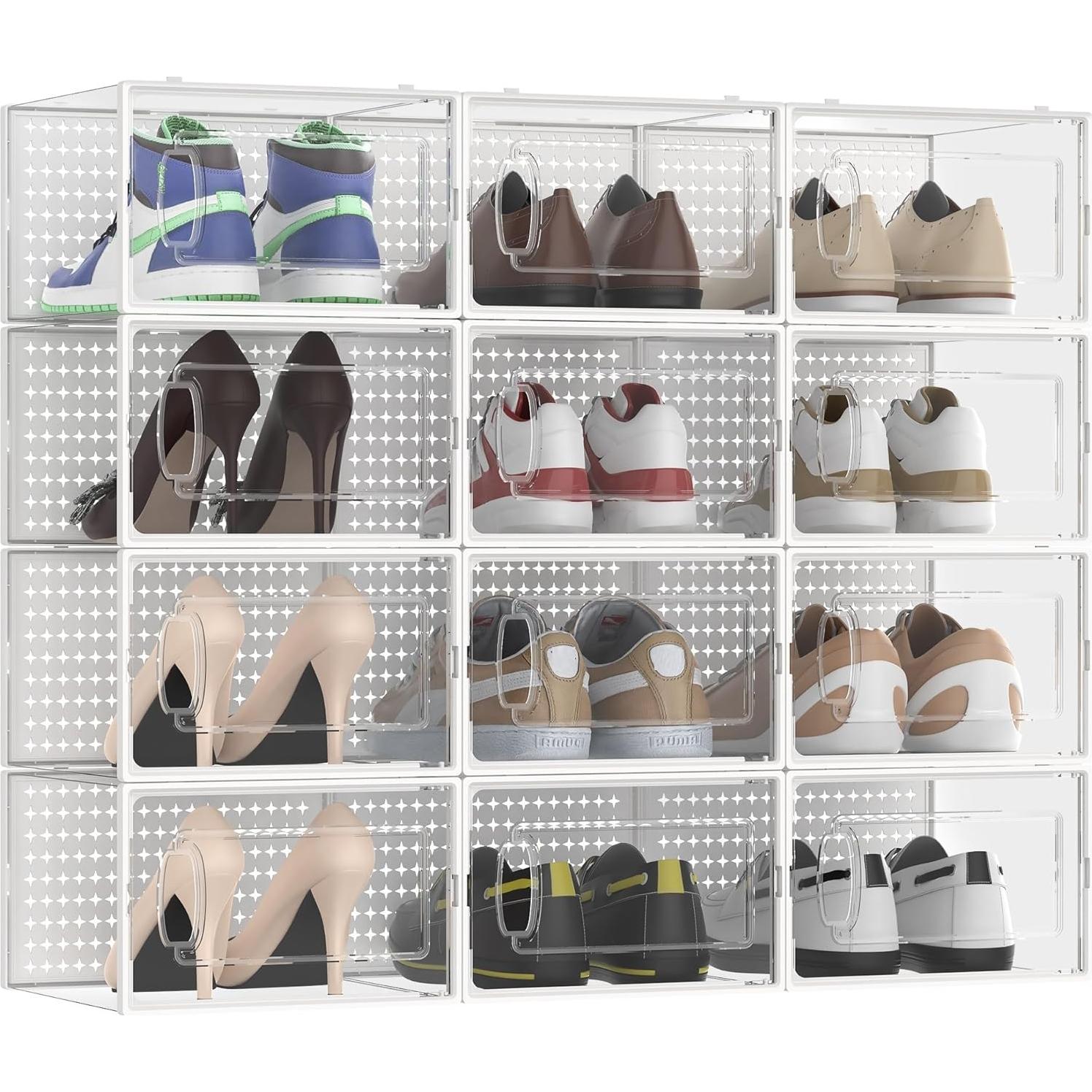 Organizadores de Zapatos Apilables Kjfeoiye 12 Unidades Grande Blanco