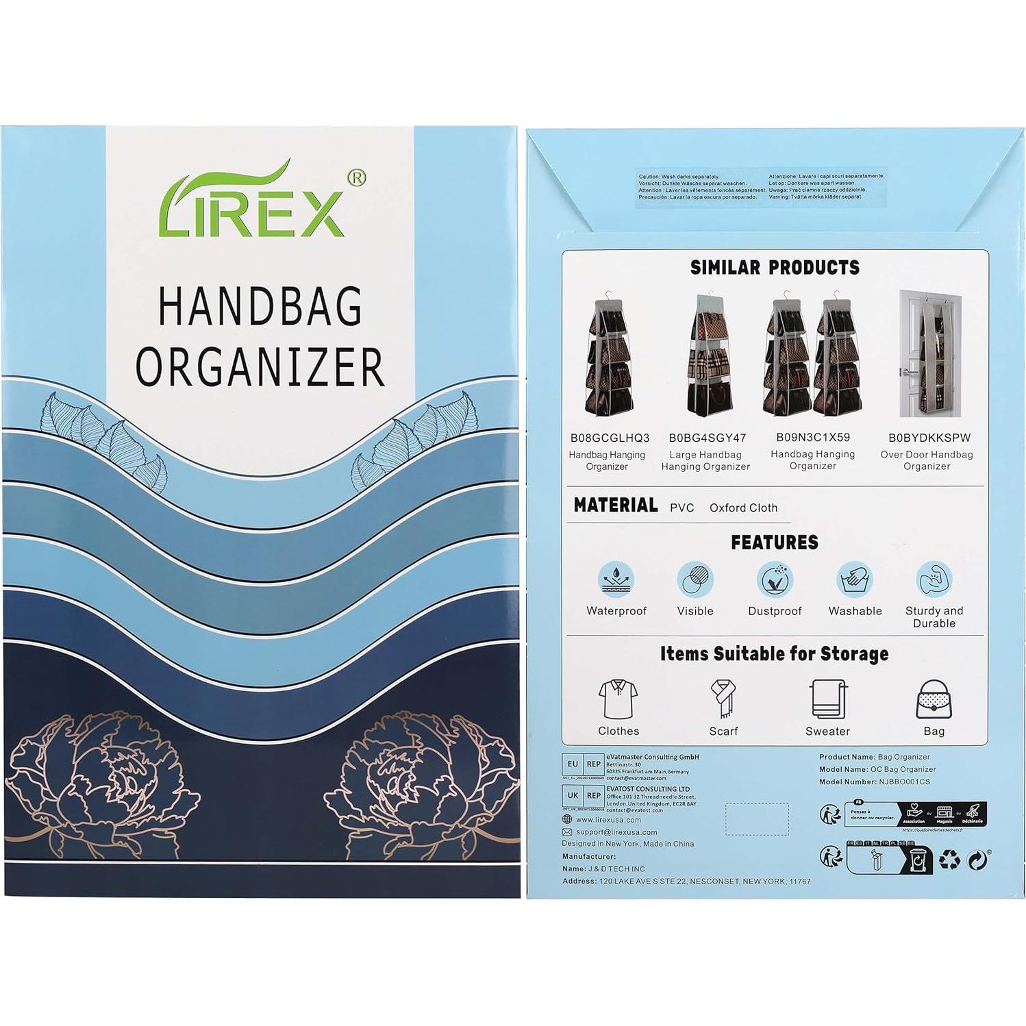 Organizador de Bolsos sobre la Puerta Lirex Gris 4 Compartimentos