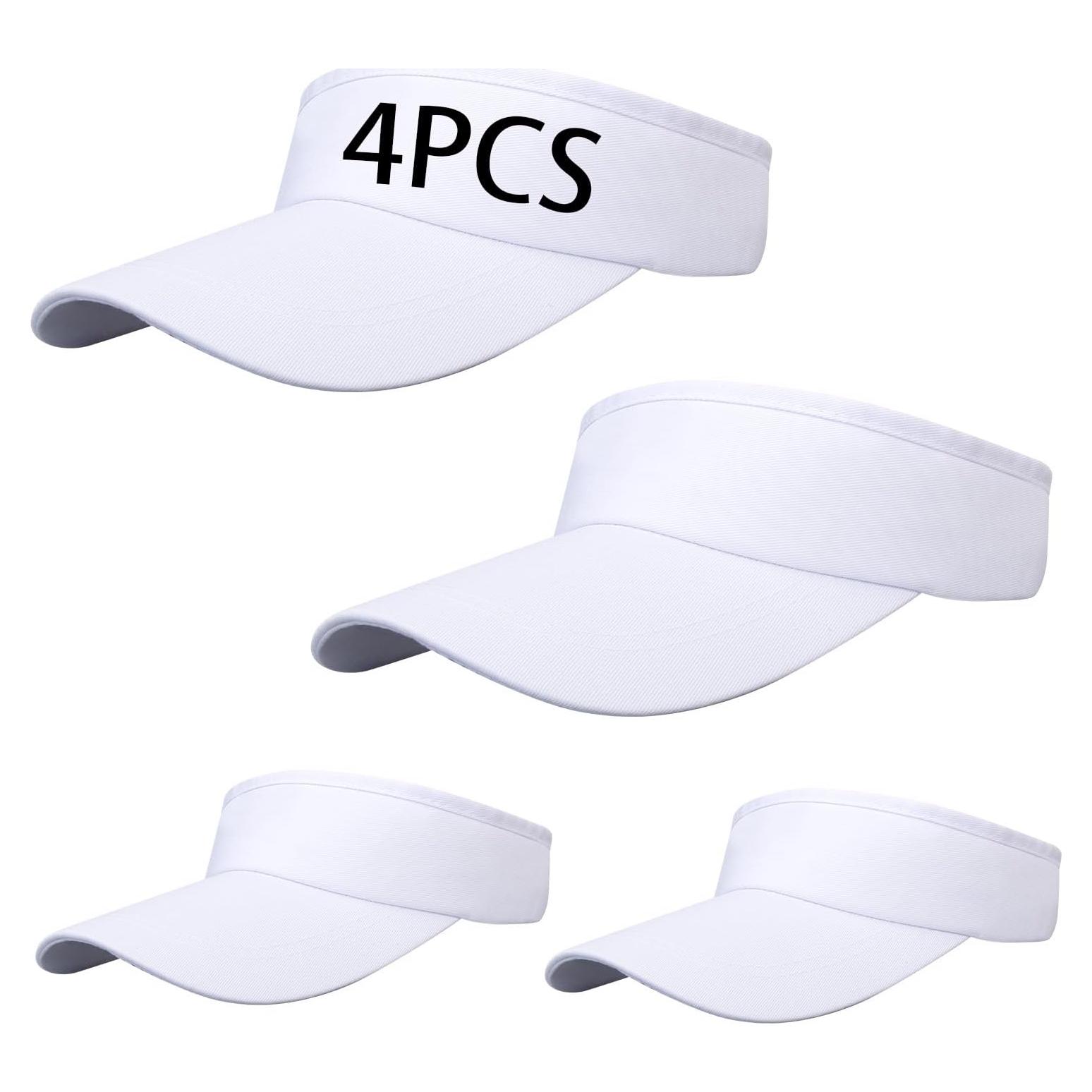 Paquete de 4 Sombreros de Copa Ajustables Blancos UV 50+