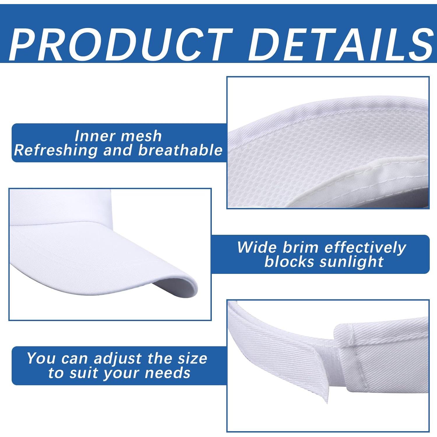 Paquete de 4 Sombreros de Copa Ajustables Blancos UV 50+