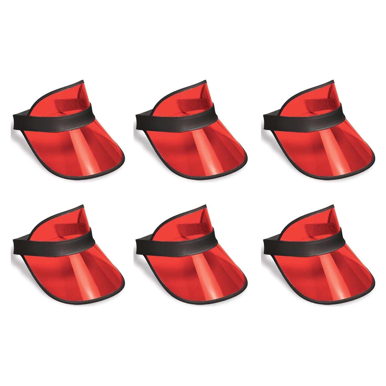 Viseras de Plástico Rojo Claro Beistle S60313-RAZ6 - 6 Piezas