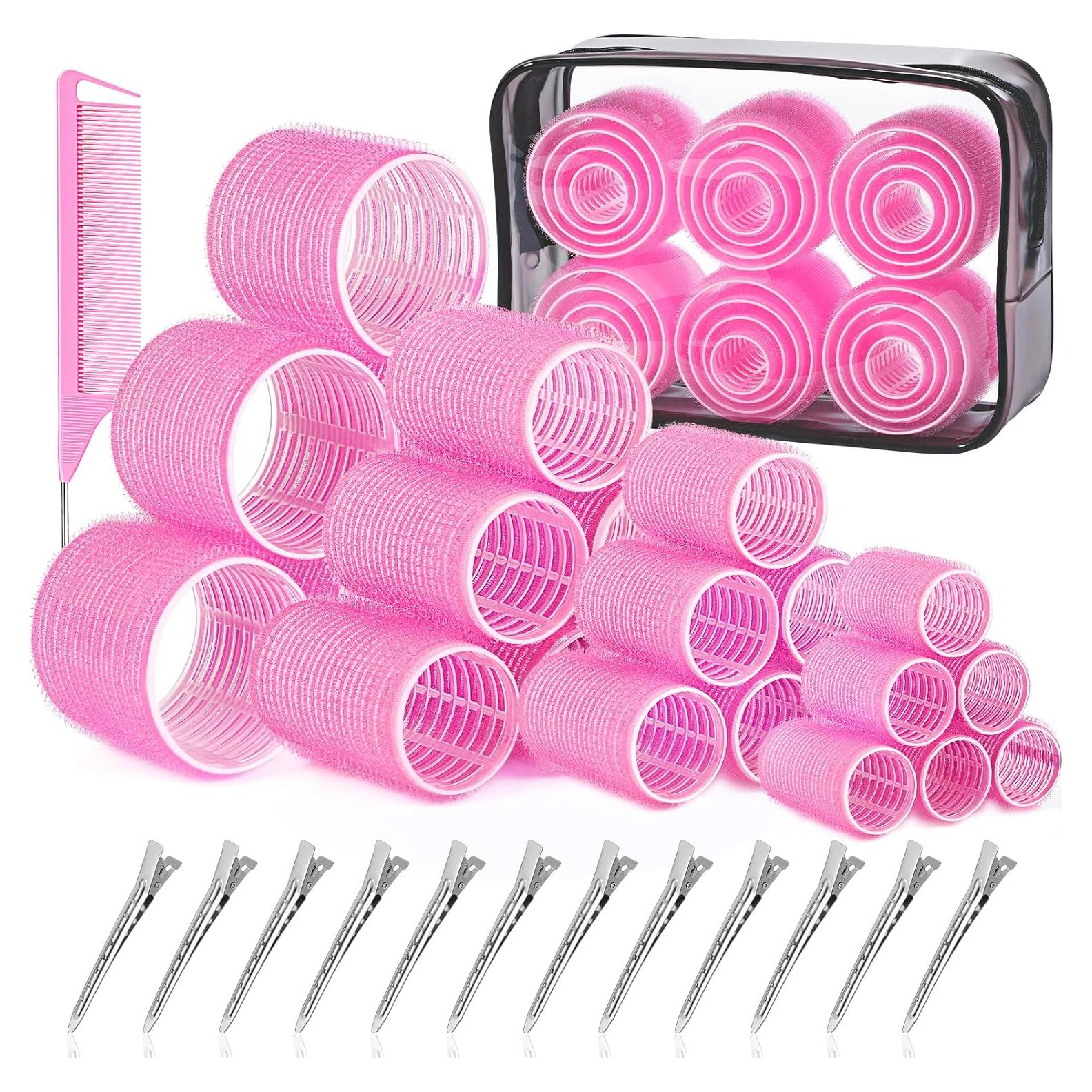 Juego de Rulos IKOCO Rosa 24 Piezas con Clips y Peine