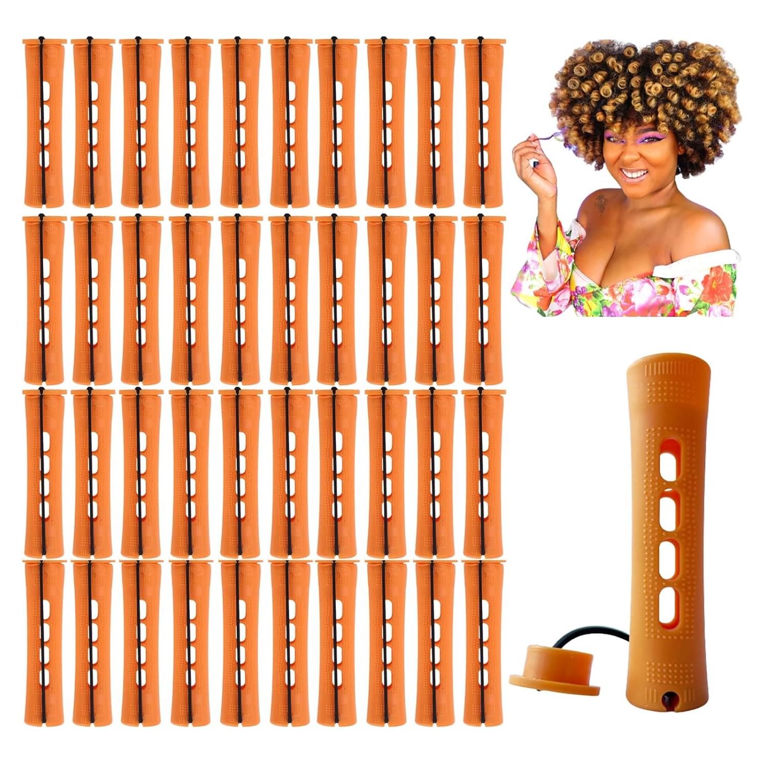 Rulos de Perm Grande RJMBMUP 40 Piezas Naranja 8.26cm