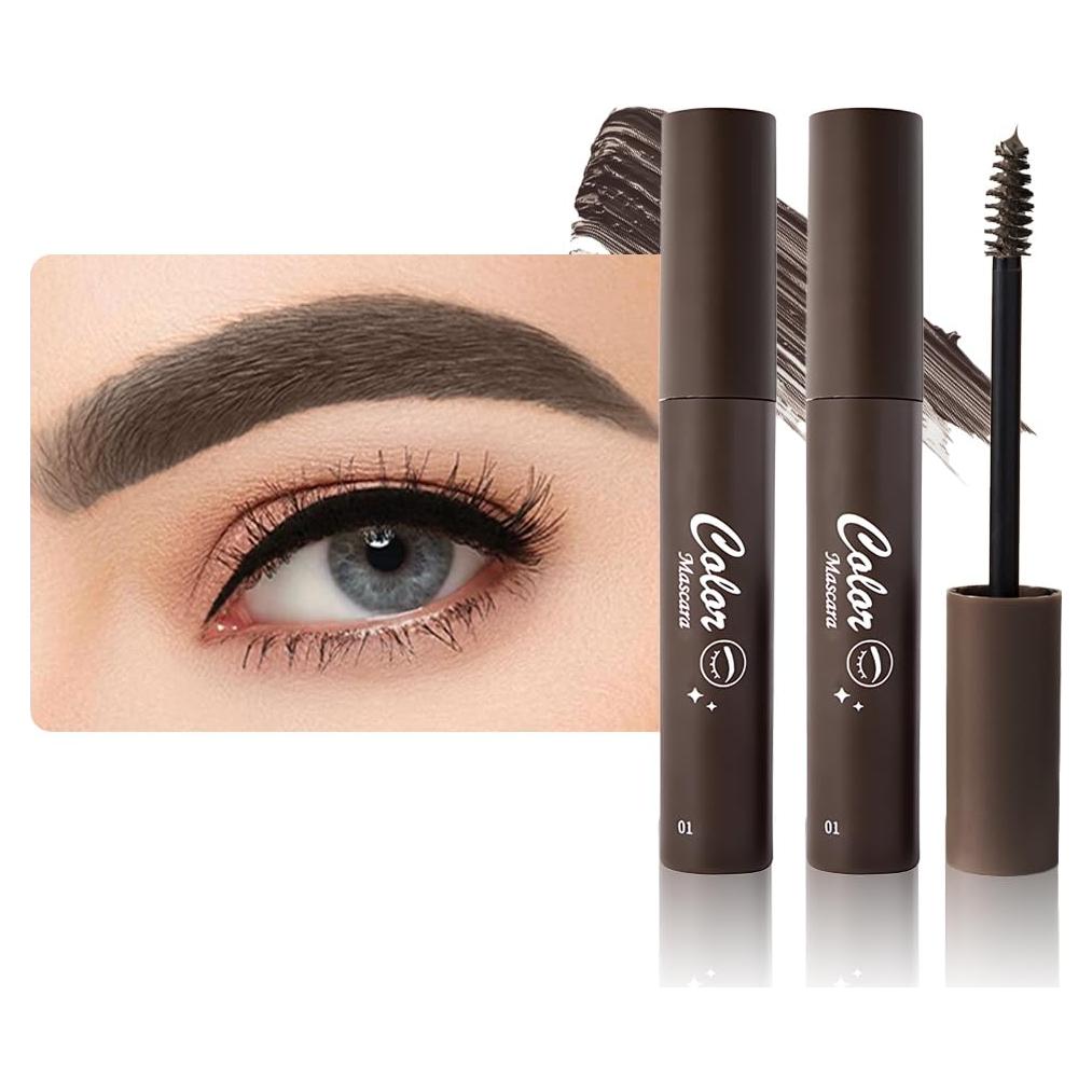 BINGBRUSH Máscara para Cejas Teñida y Espesante 2Pcs - Marrón Oscuro
