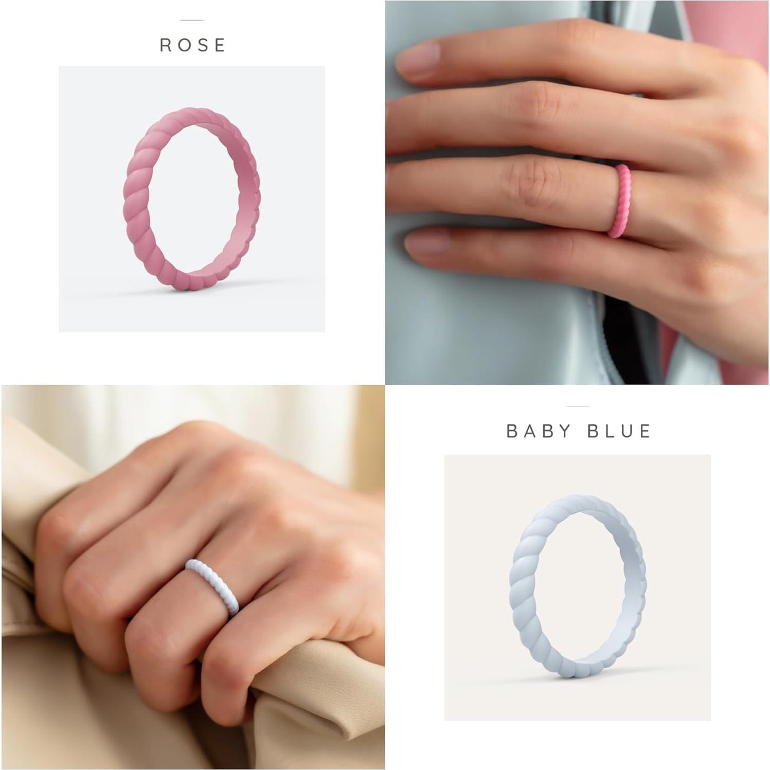 Anillos de Boda de Silicona ThunderFit para Mujeres - Pack C