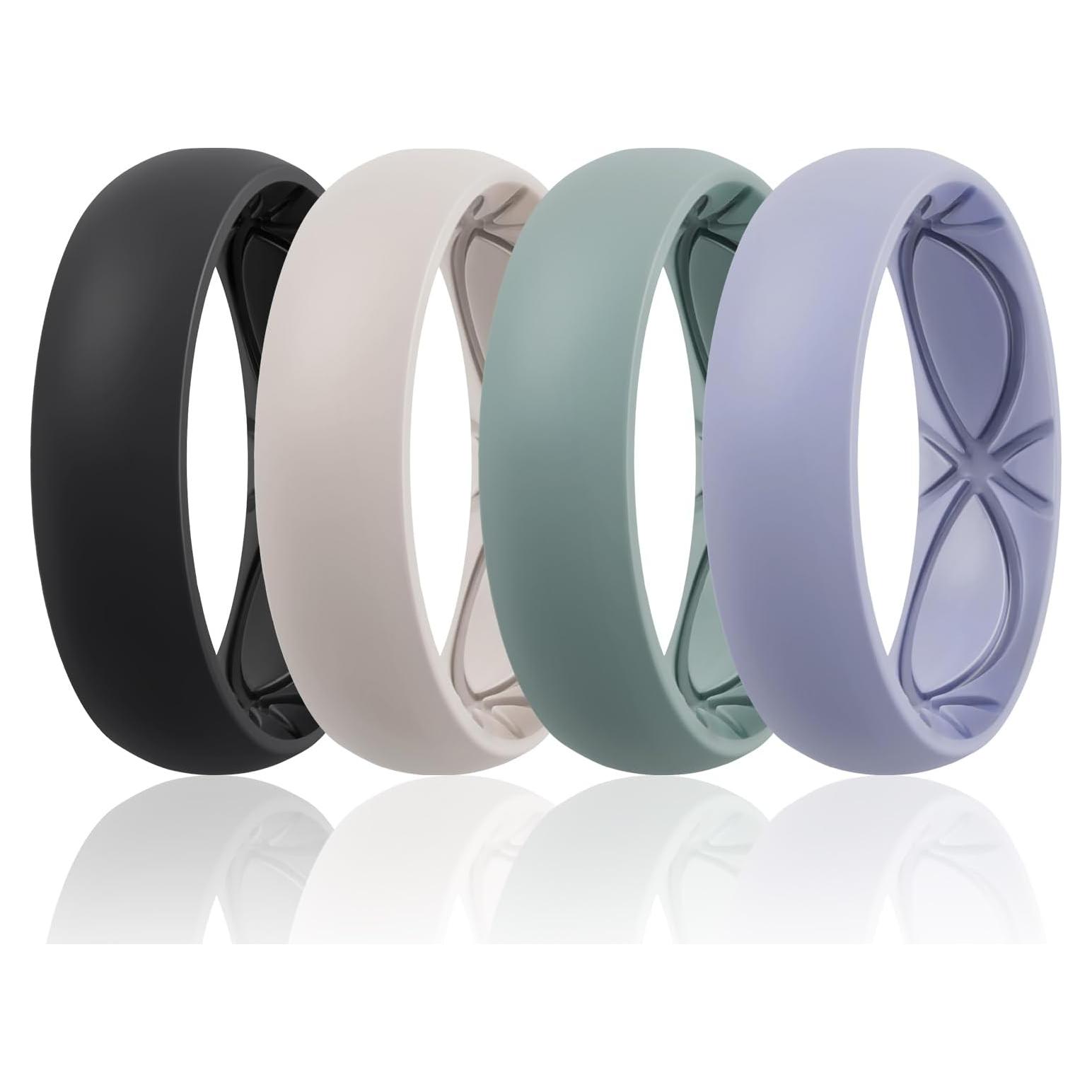 Anillos de Promesa de Silicona Egnaro para Mujeres - 6mm Ancho