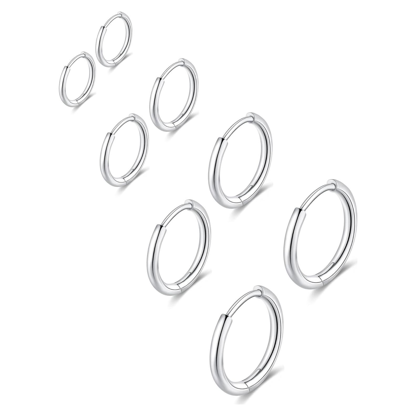 Pendientes de Aro Huggie Acero Inoxidable 316L 6-14mm Hipoalergénicos