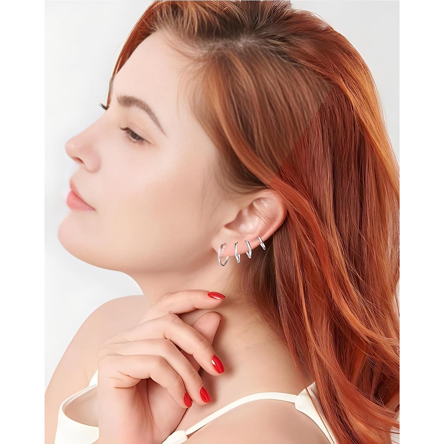 Pendientes de Aro Huggie Acero Inoxidable 316L 6-14mm Hipoalergénicos