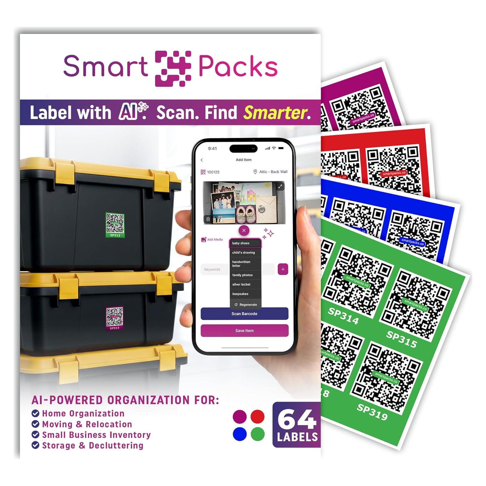 Etiquetas QR Multicolor SmartPacks - 64 Etiquetas Inteligentes
