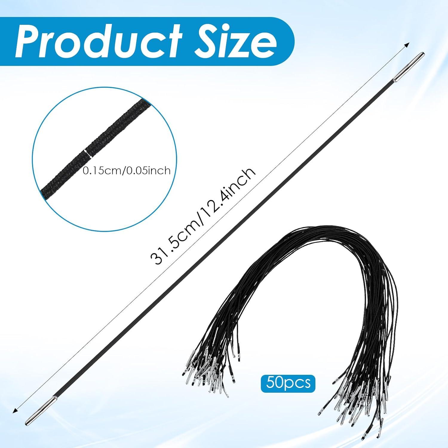 Cuerdas Elásticas XLIUAX 50Pcs 31.5cm con Ganchos Metal Negro