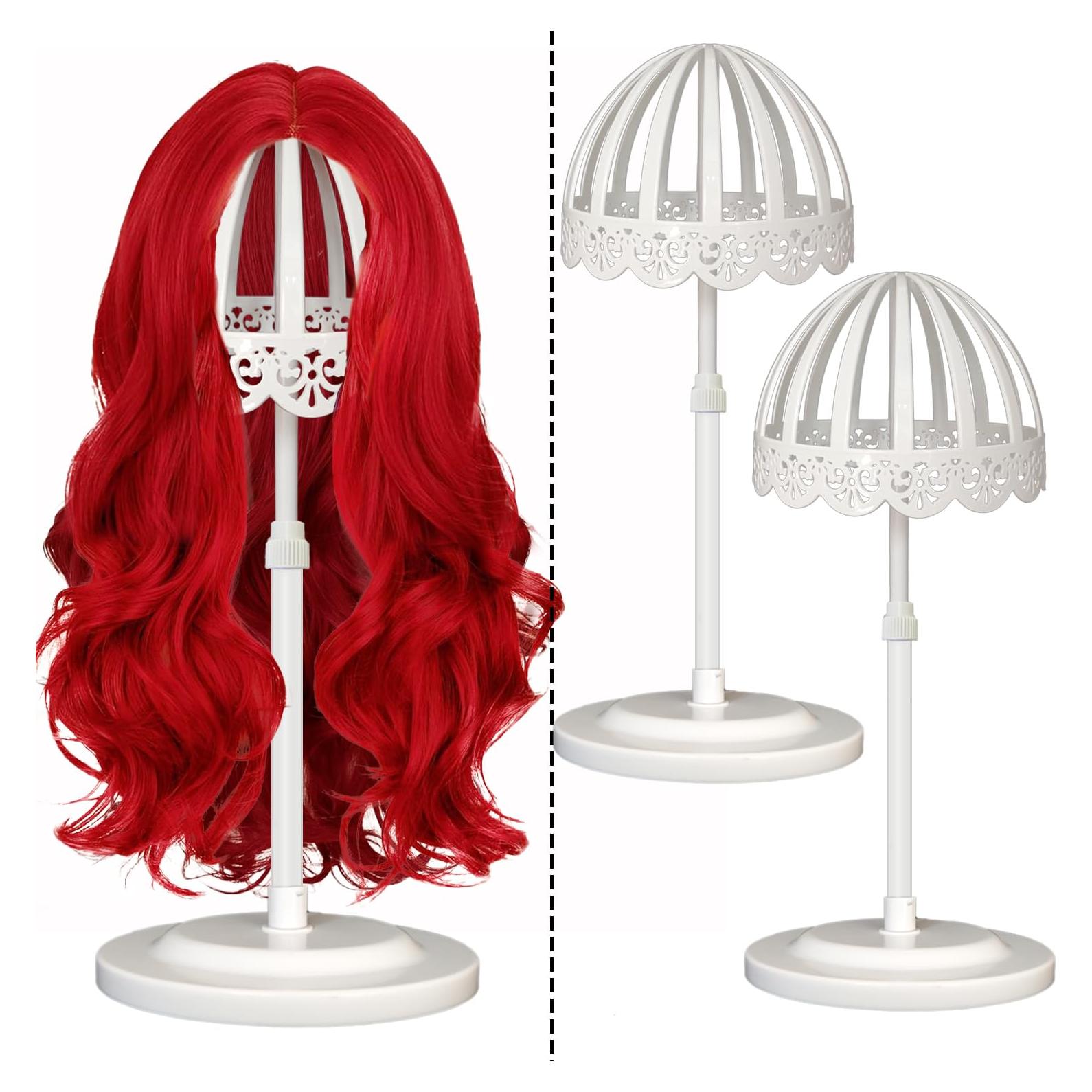 Soporte para Pelucas Ajustable Genérico 2 Piezas Blanco