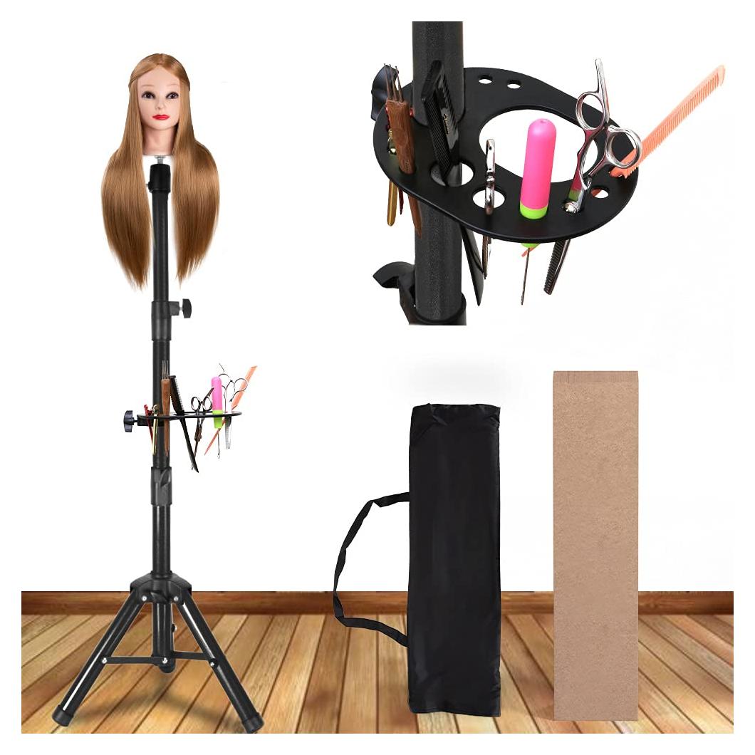 Soporte de Peluca Trípode Negro 139.7 cm con Bandeja