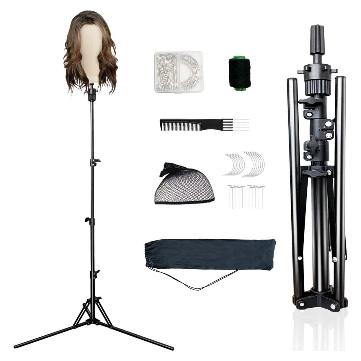 Soporte de Peluca Tripode Ajustable SZCY 43-160 cm Plegable