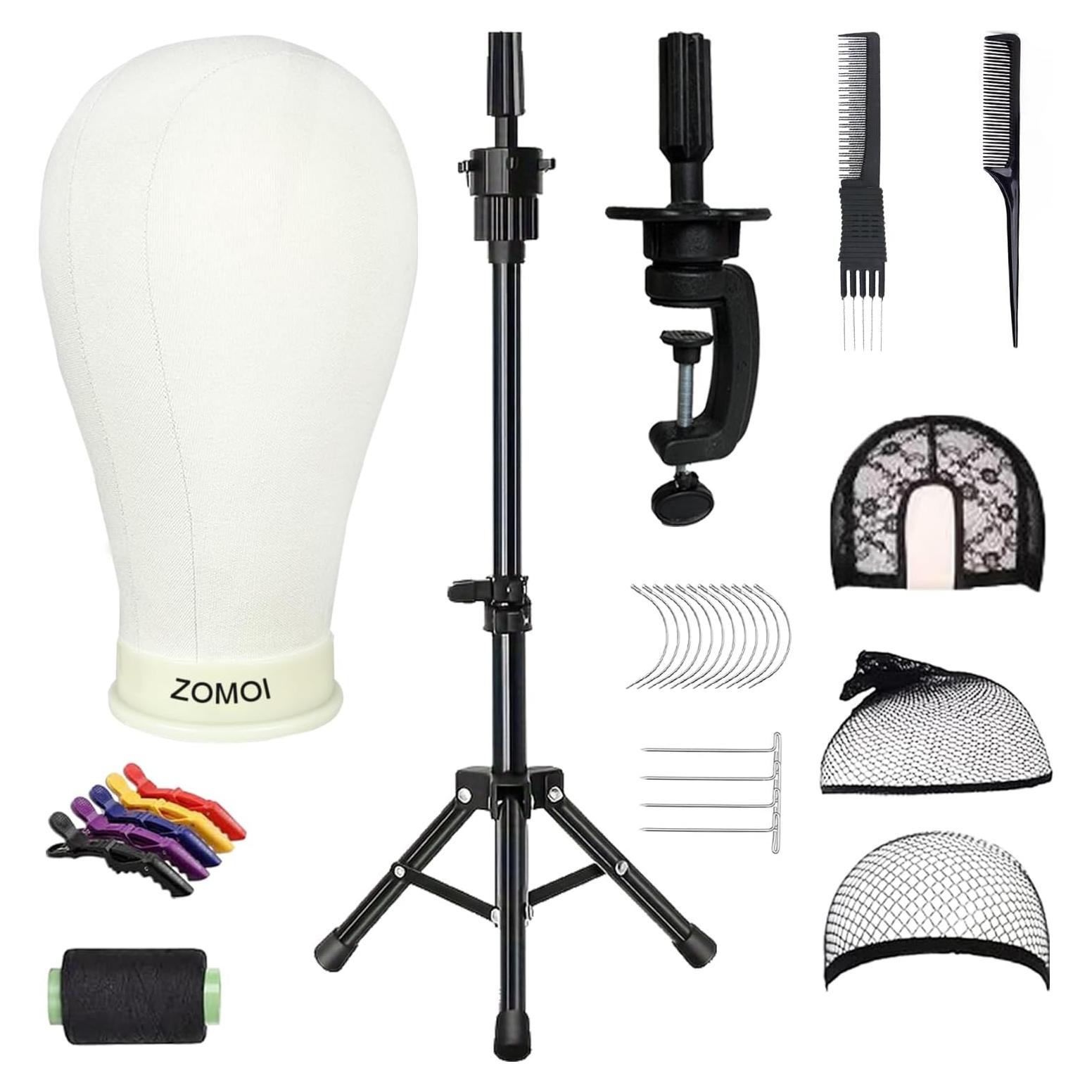 Soporte para Pelucas ZOMOI con Cabeza de Lienzo 55.88 cm