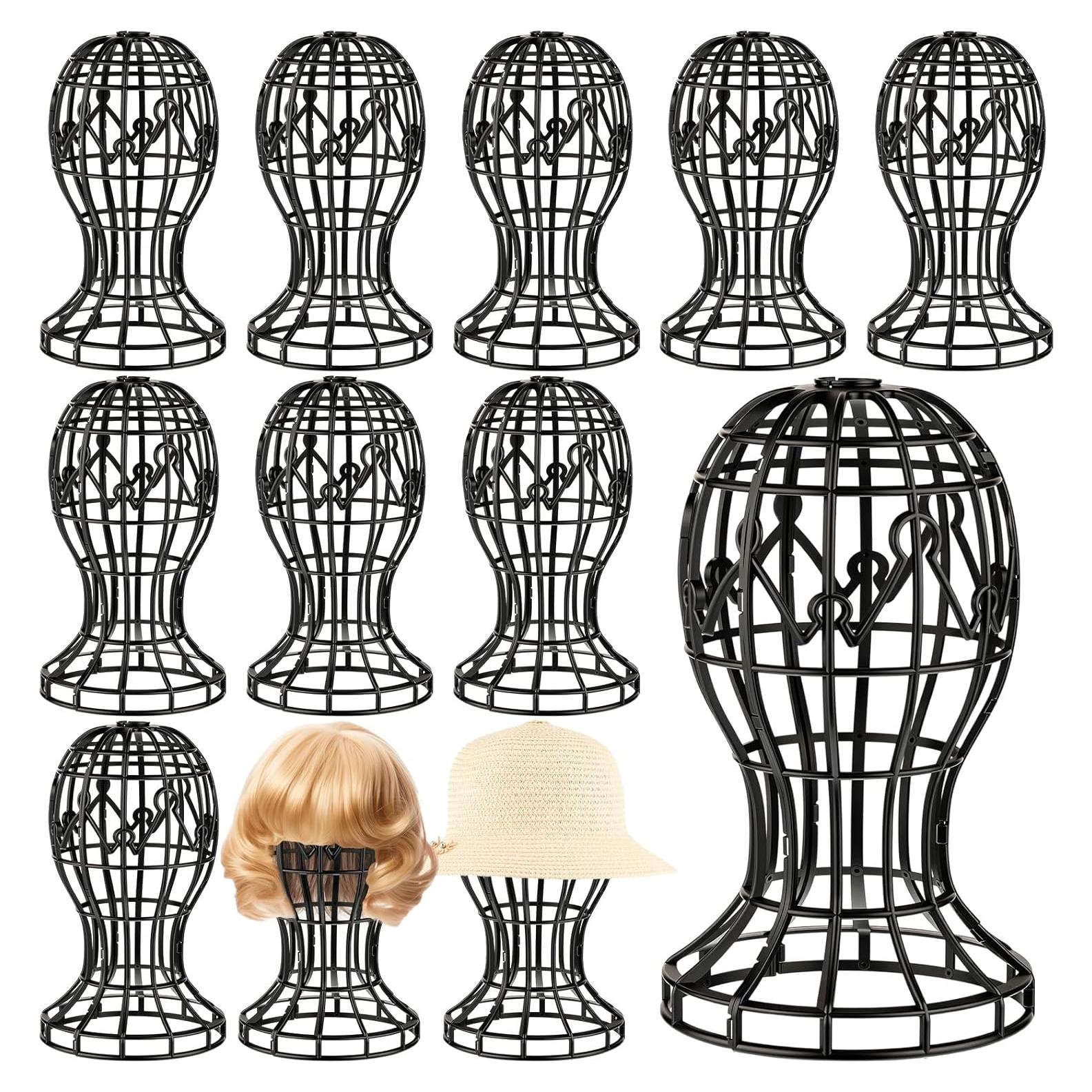 Paquete de 12 Soportes para Pelucas Otoolling - Plástico Negro 30x50.8cm