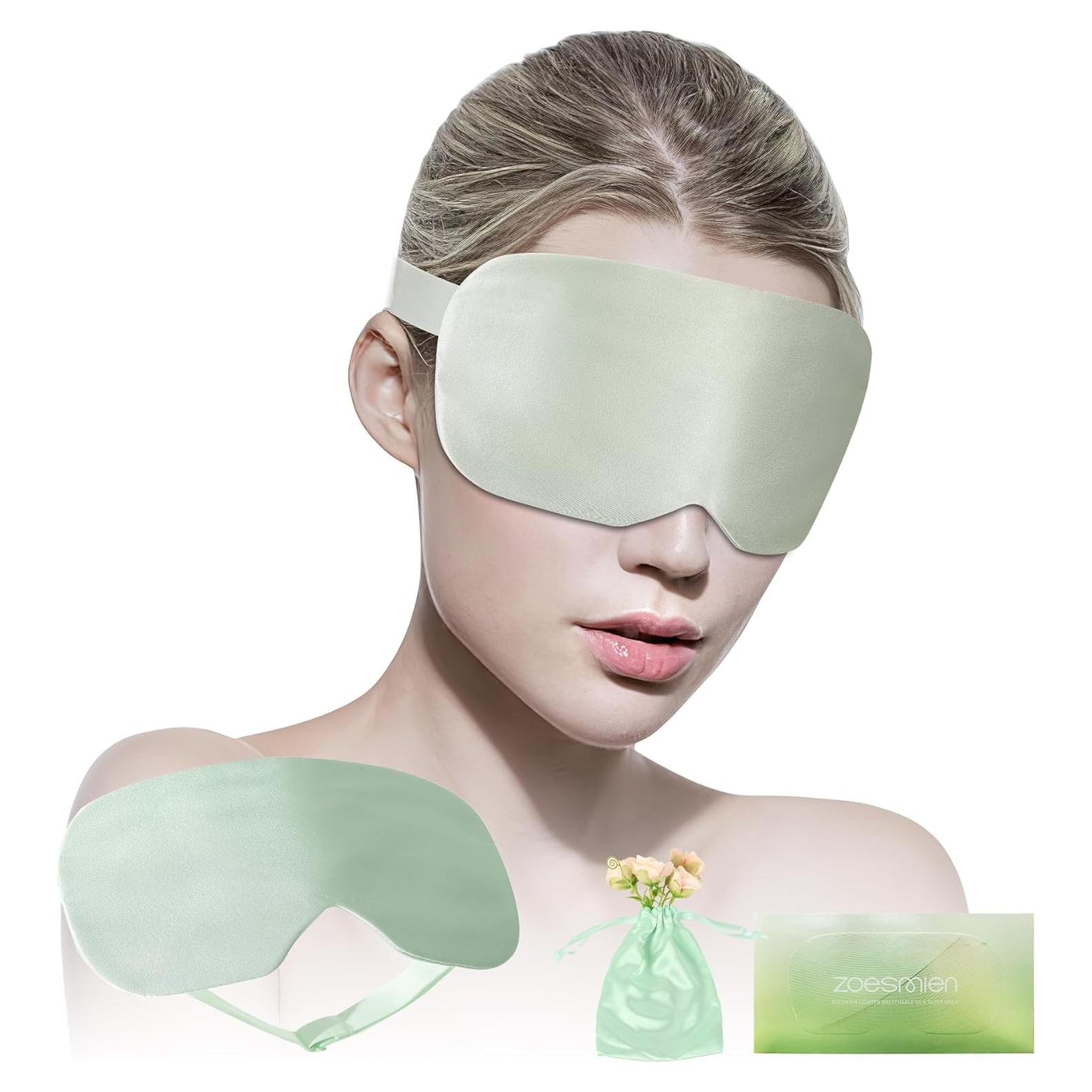 Máscara de Sueño de Seda de Morera ZOESMIEN Verde Menta