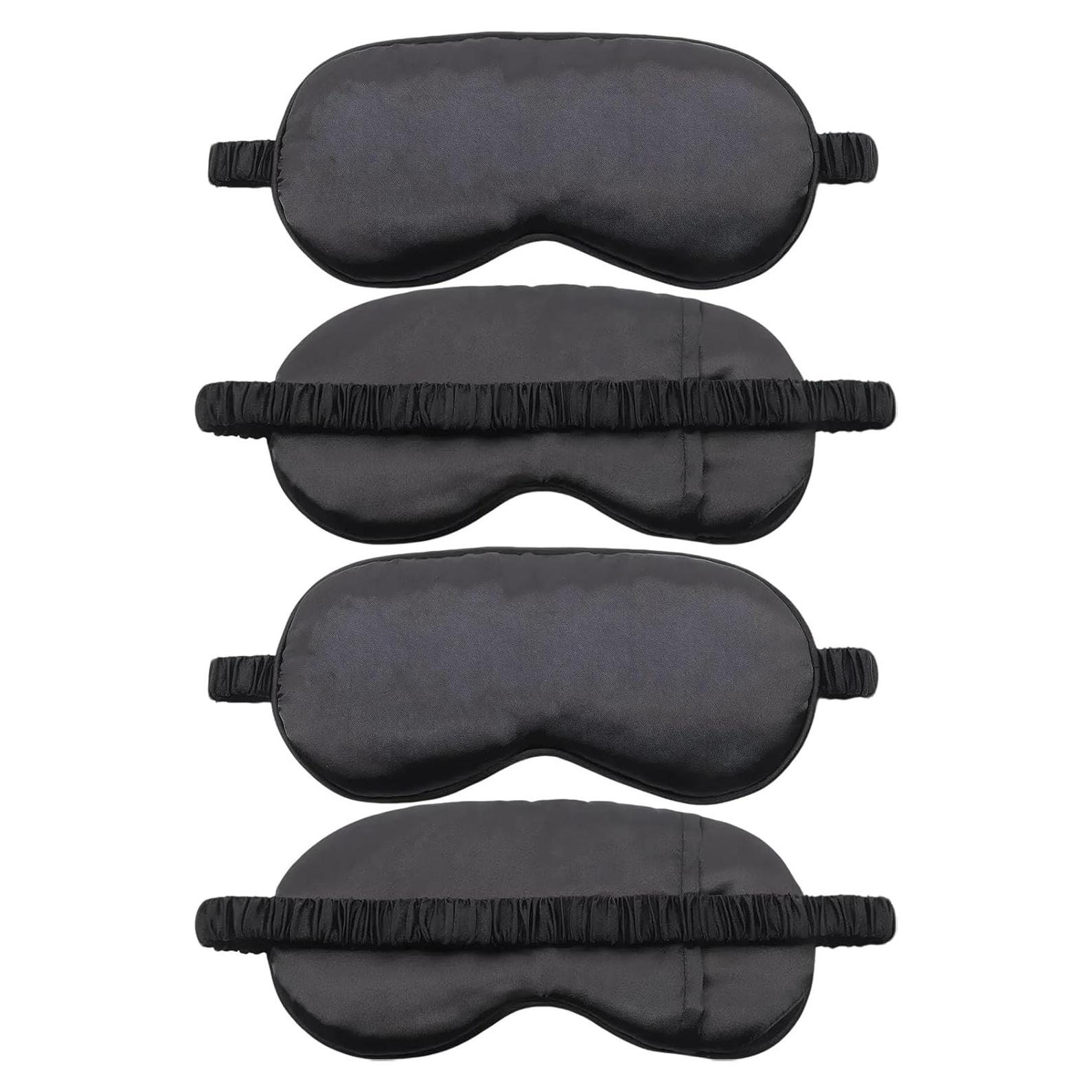 Paquete de 4 Máscaras de Sueño Tihzheoy, 100% Oscurecimiento, Seda