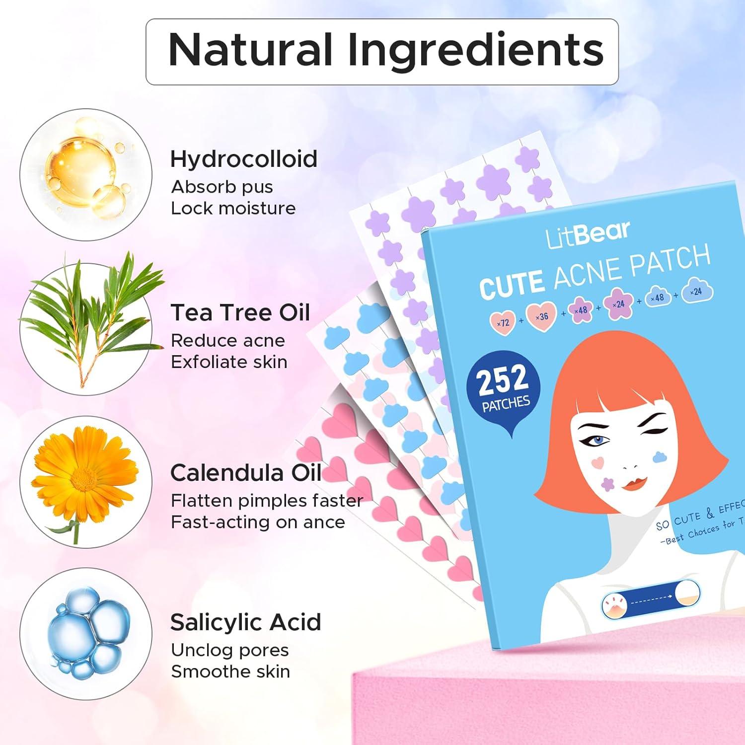 Parche Hidrocoloide para Acné LitBear 252 Puntos Coloridos