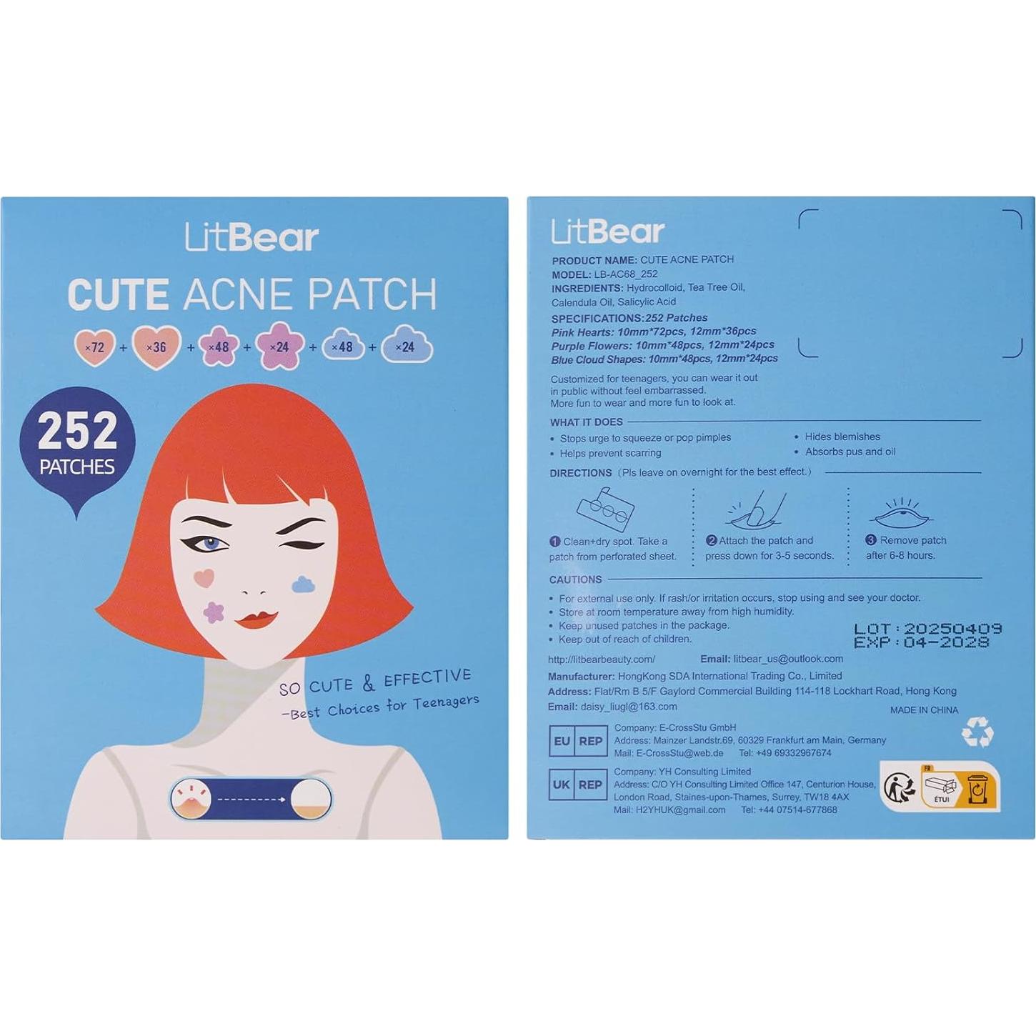 Parche Hidrocoloide para Acné LitBear 252 Puntos Coloridos