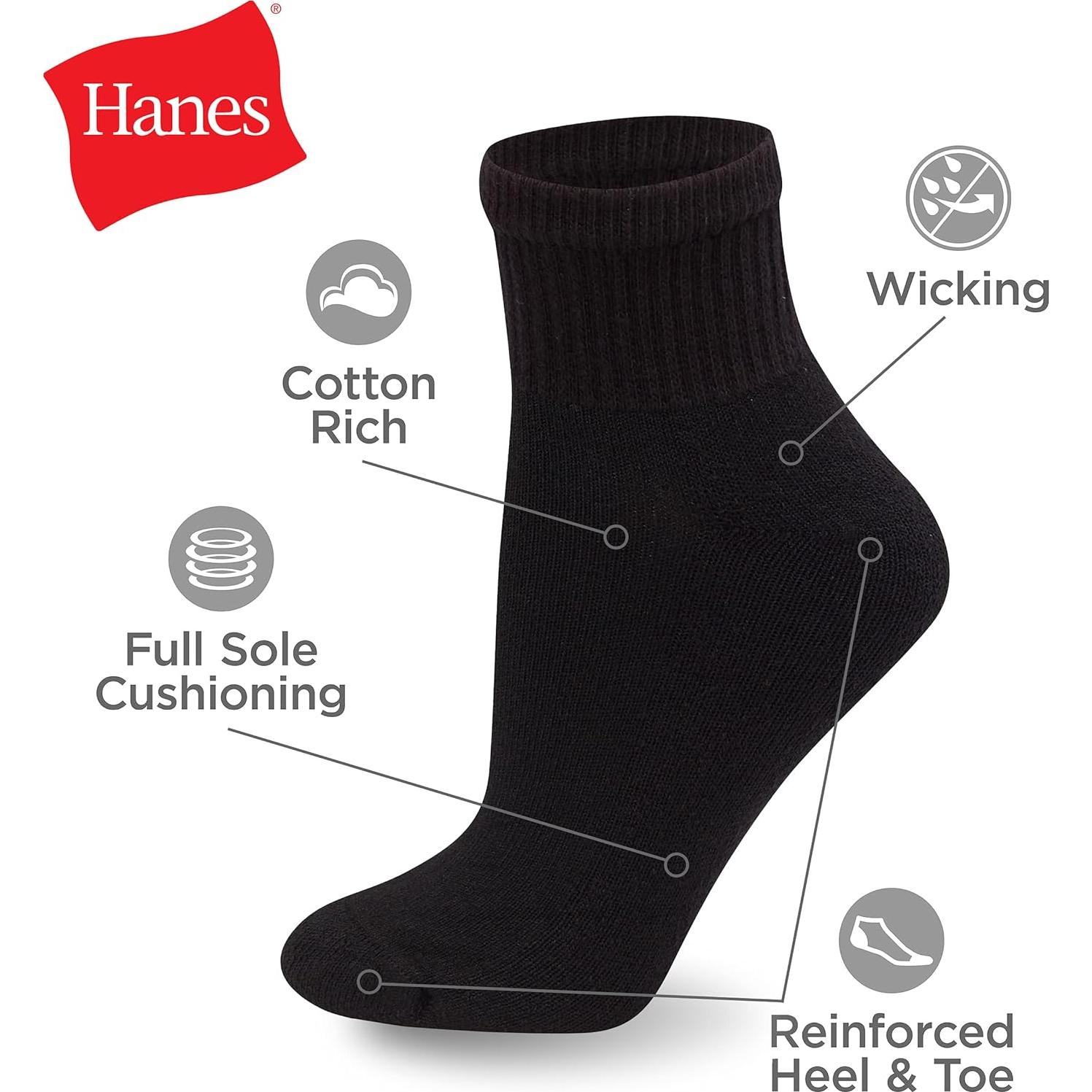 Calcetines de Tobillo para Mujer Hanes - Paquete de 10, Negro