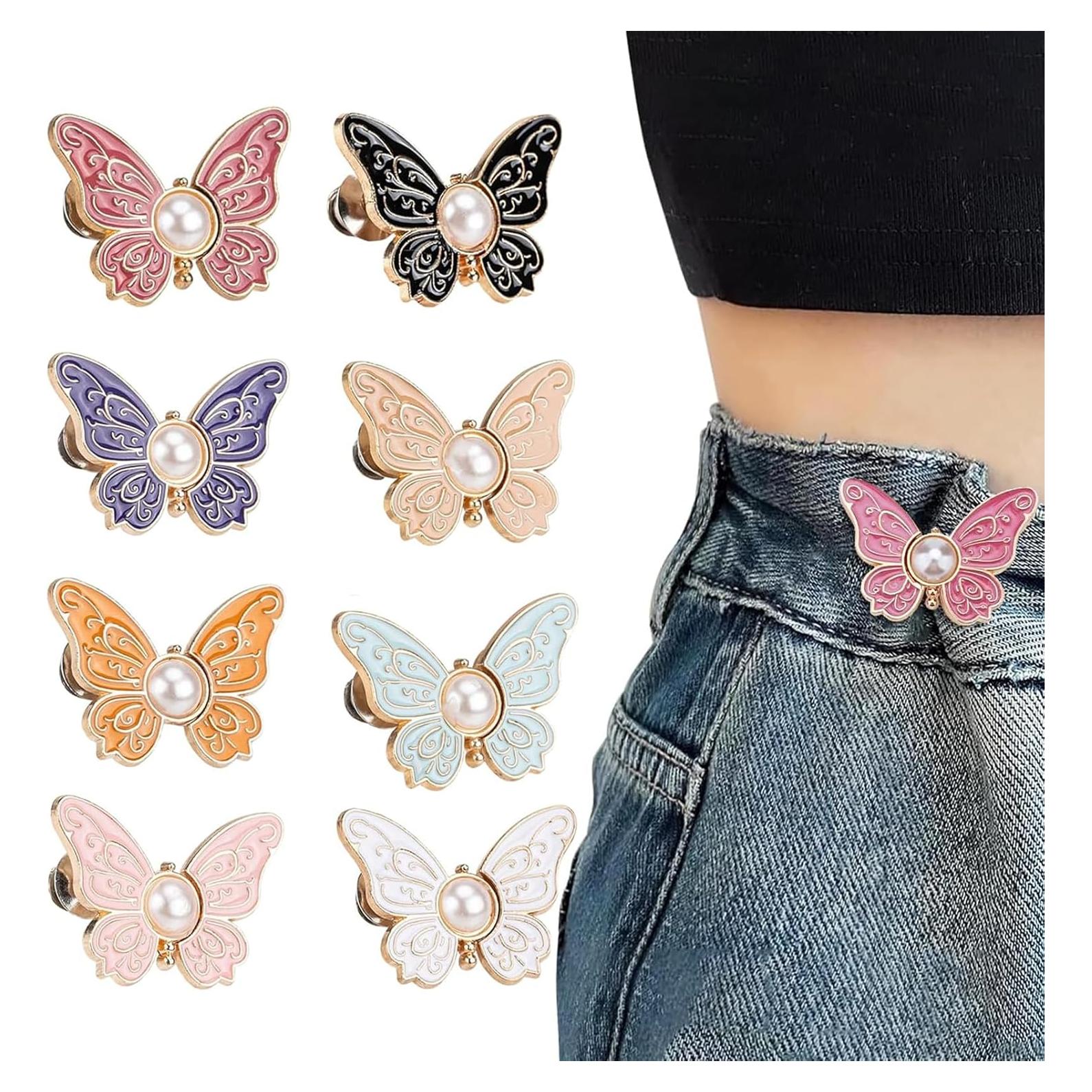 8 Botones Ajustadores de Cintura Mariposa Cieyooni Metal