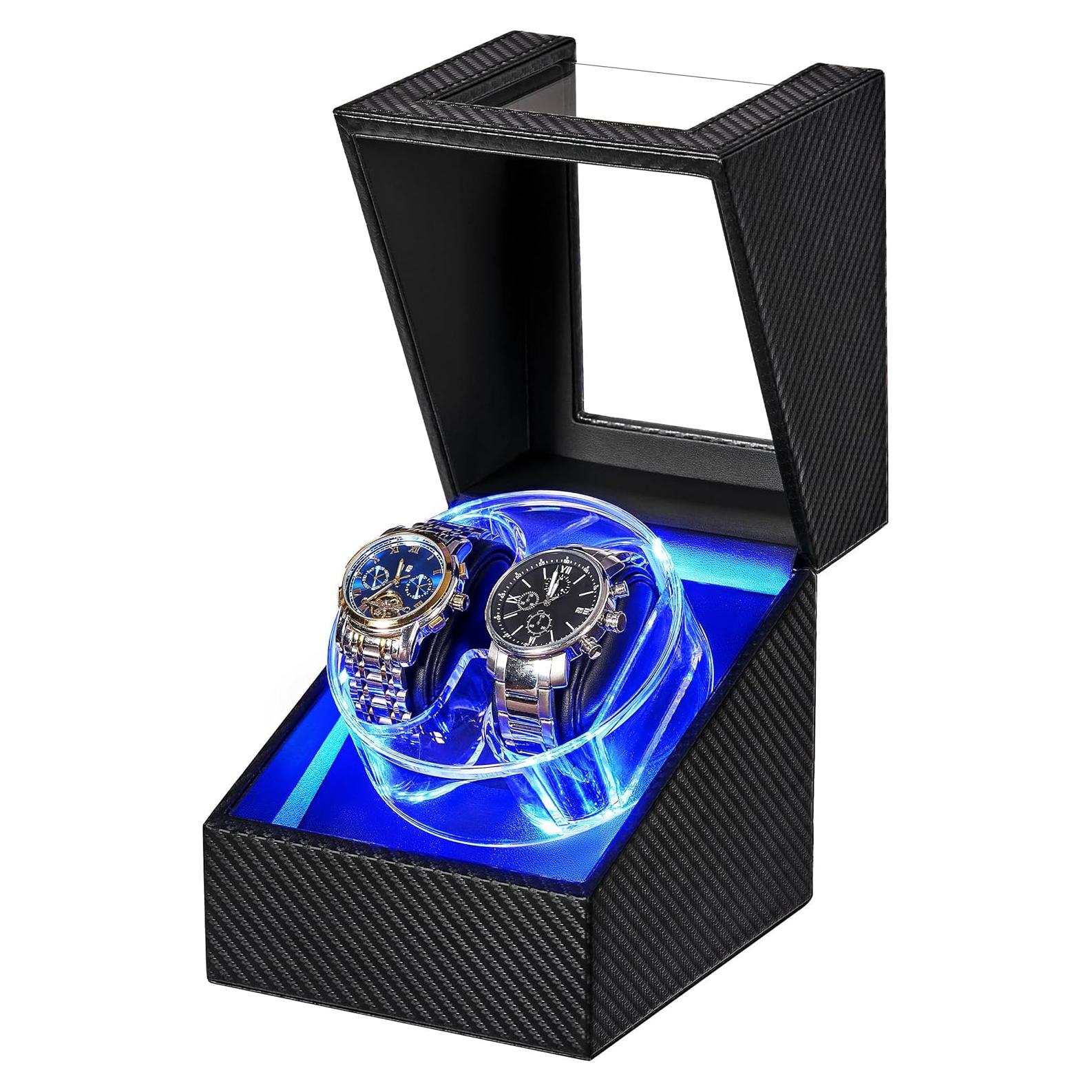 Caja de Reloj Automático ANWBROAD JWW007C con LED y Motor Silencioso