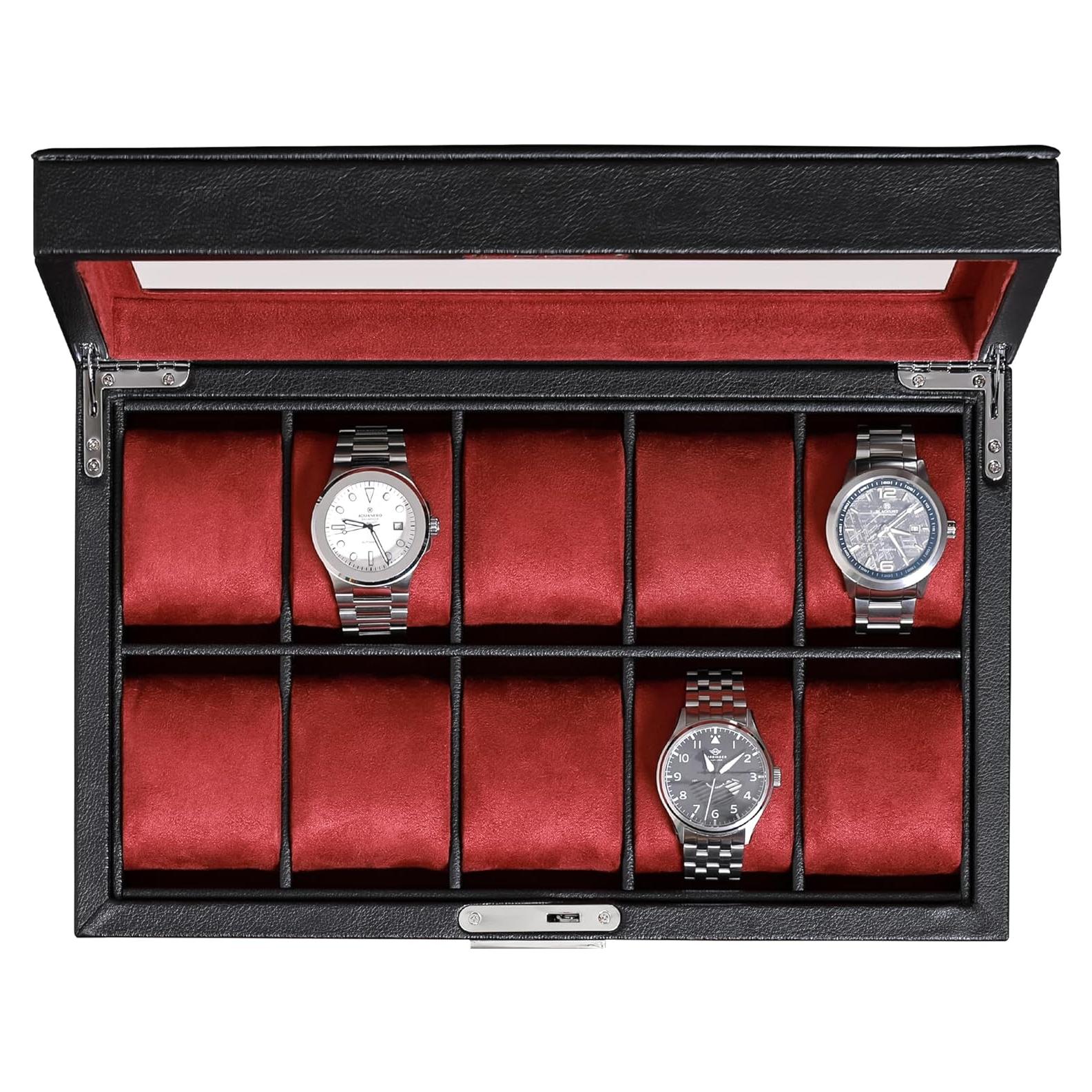 Caja de Reloj Rothwell de Cuero Sintético 10 Compartimentos