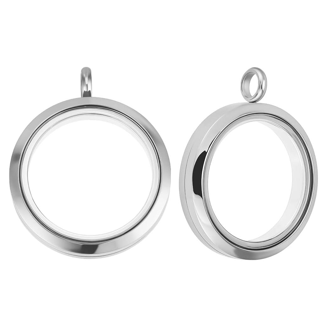 Beebeecraft 2 Piezas Locket Flotante Acero Inoxidable 304 Plata