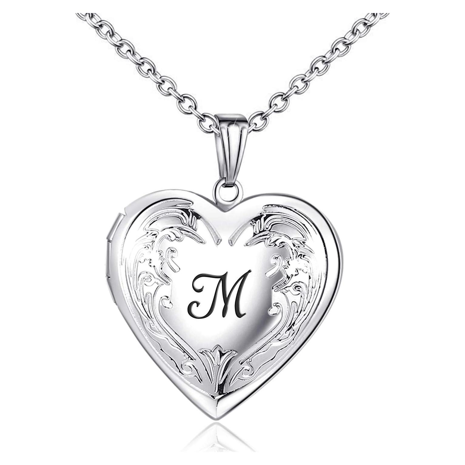 Collar con Colgante Inicial A-Z Youfeng Plateado 45cm