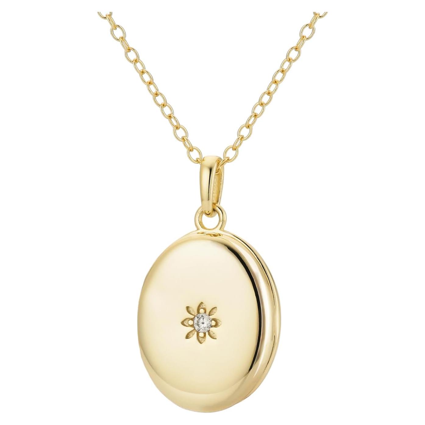 Colgante Locket Estrella Plata Esterlina 925 Baño Oro 14K