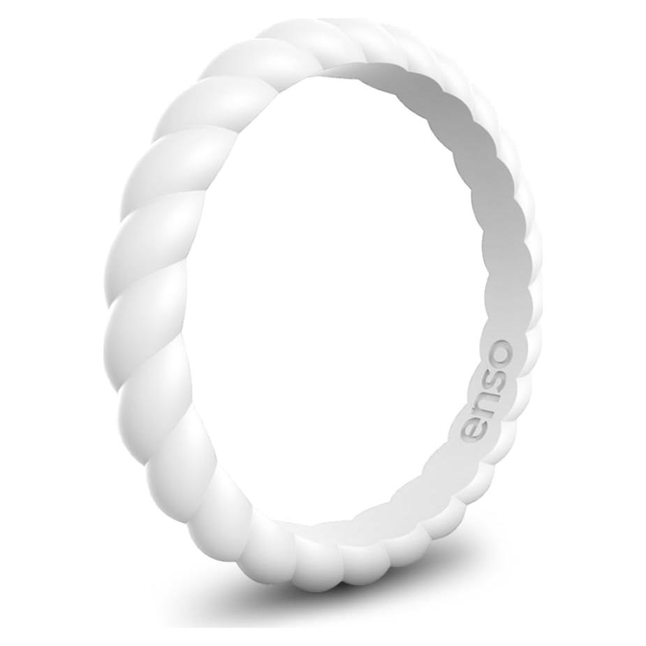 Anillo de Silicona Apilable Enso para Bodas - Blanco T9