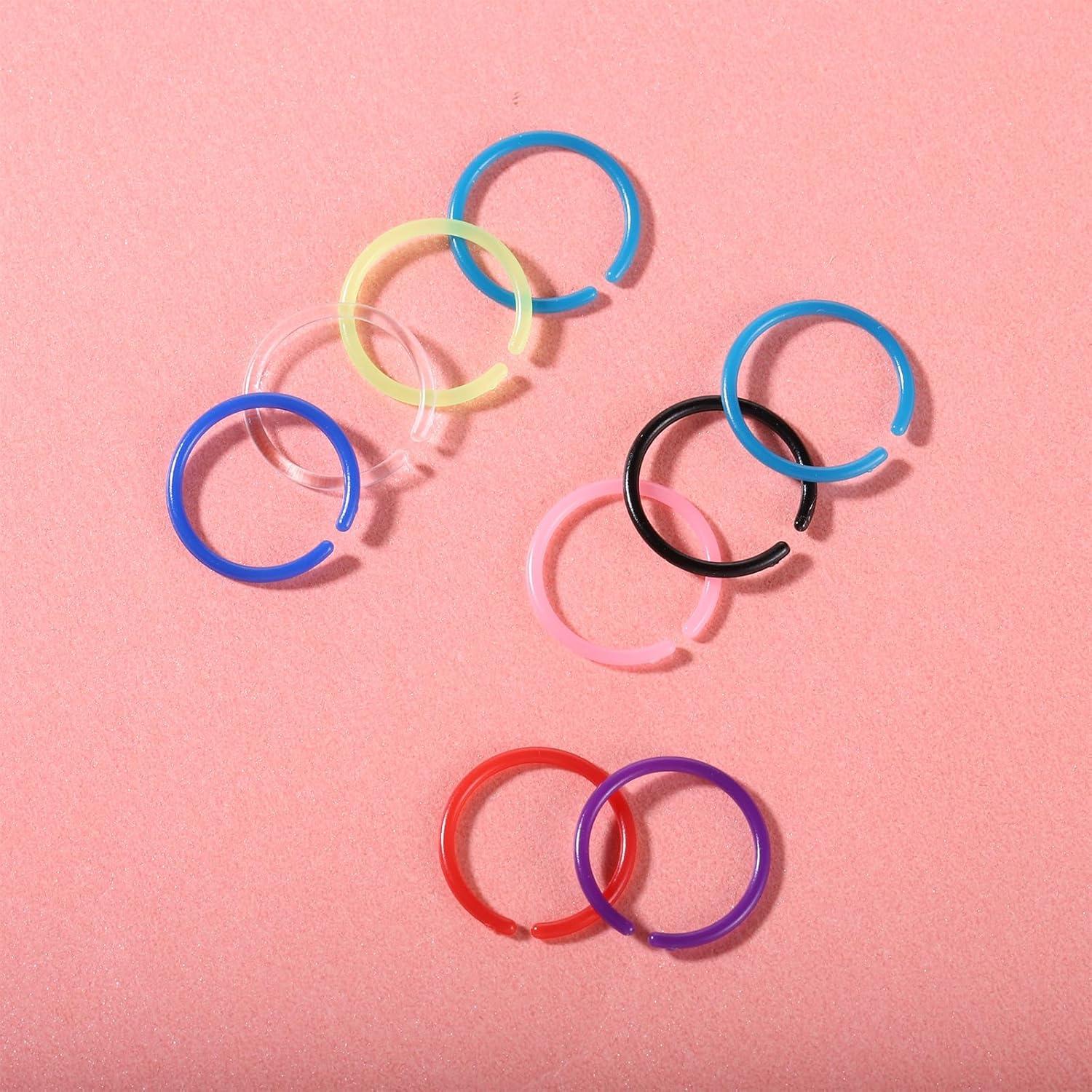 16 Anillos Nasales de Resina Coloridos 9mm Alrhso