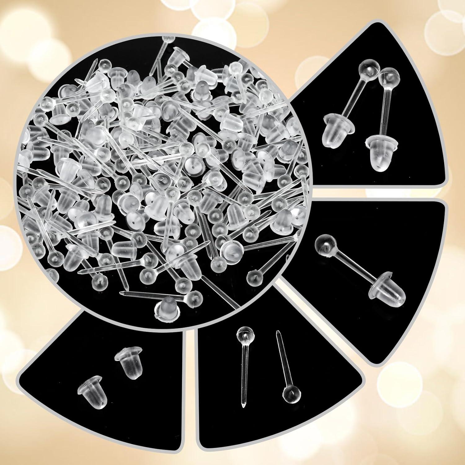 Pendientes Transparentes de Plástico Bremorou - 100 Pares 5mm