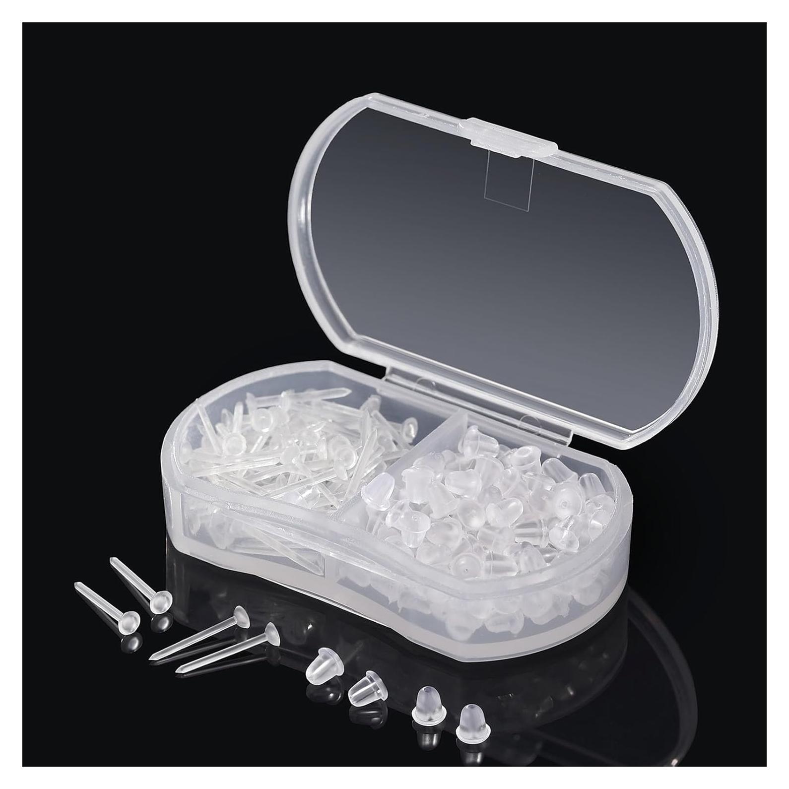 Pendientes Transparentes 3mm para Oídos Sensibles - 50 Piezas